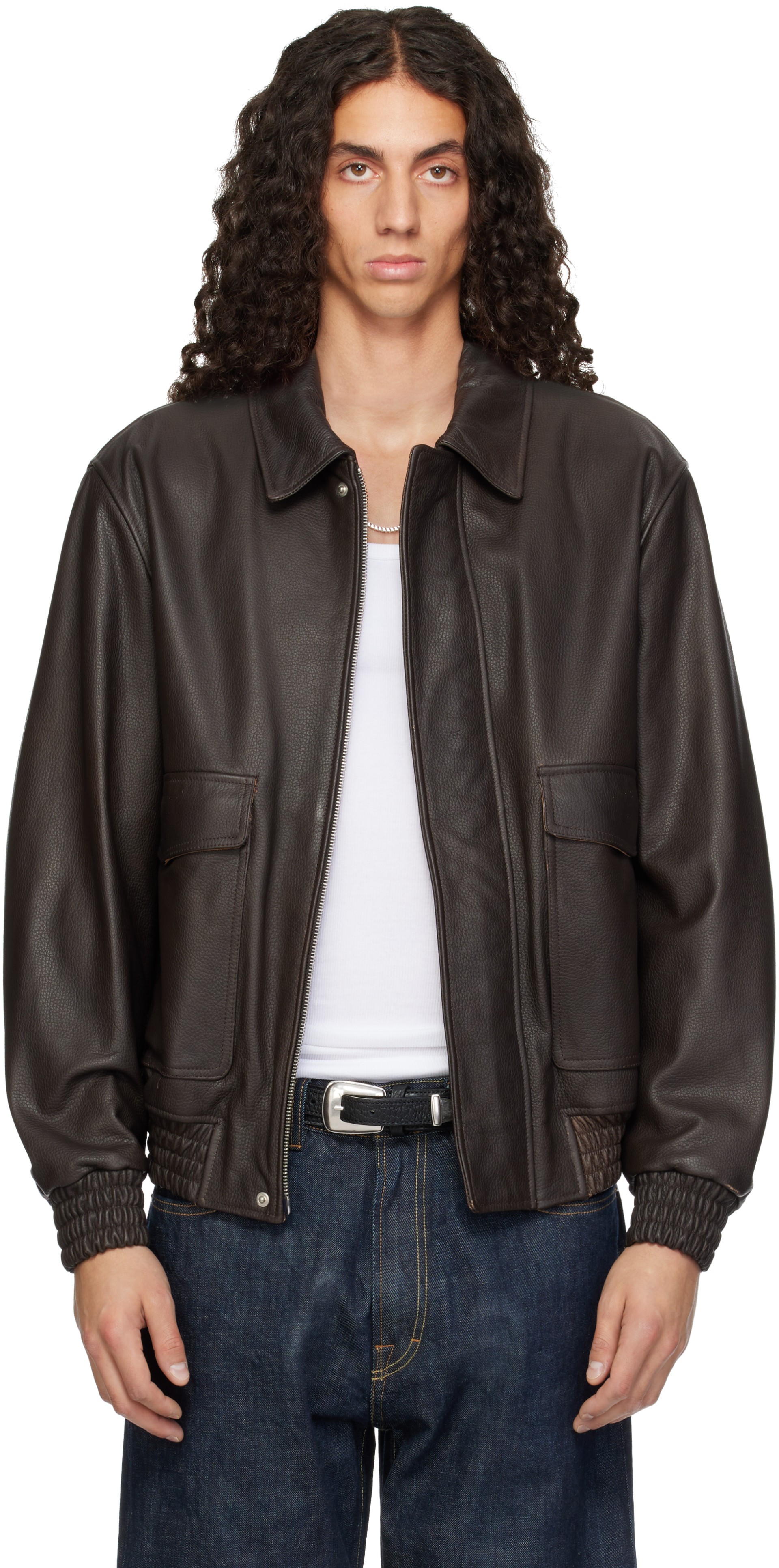 Arma - Brown BARI Vintage Leather Bomber Jacket