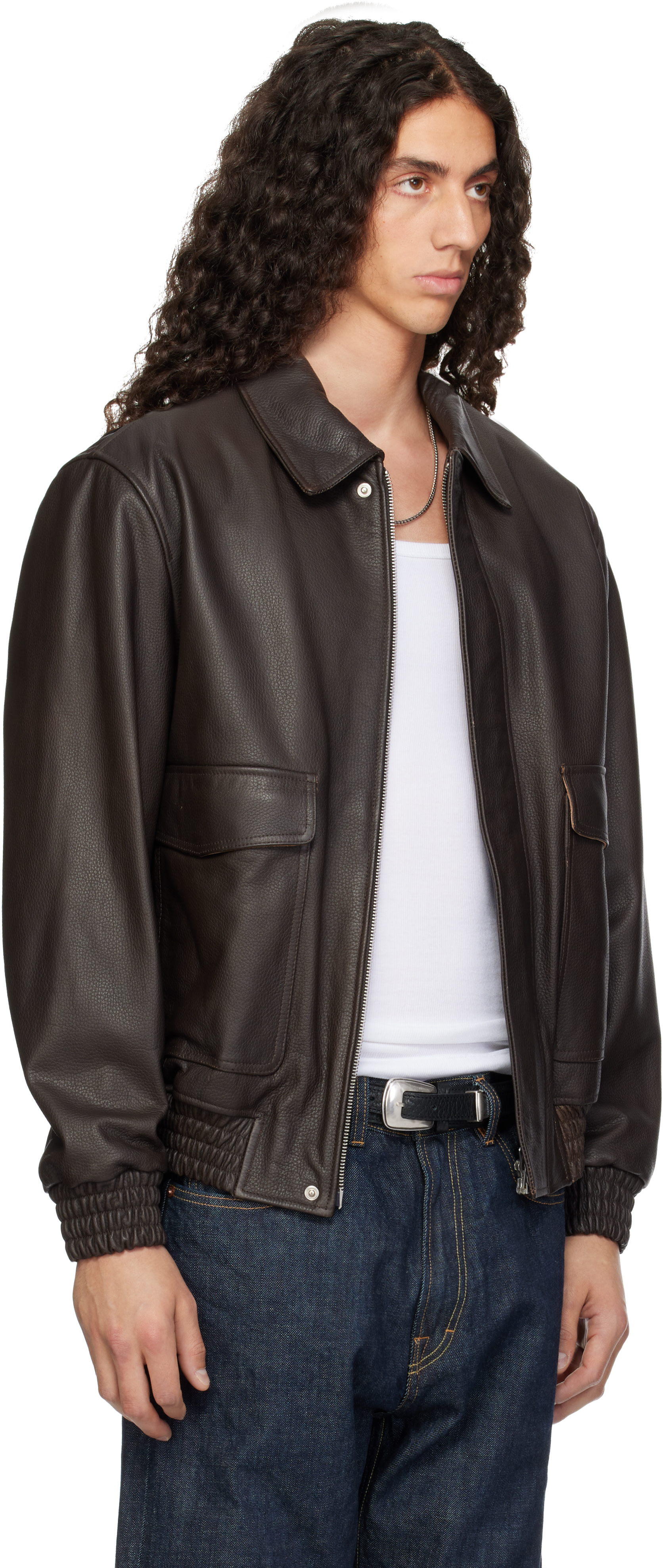Arma - Brown BARI Vintage Leather Bomber Jacket