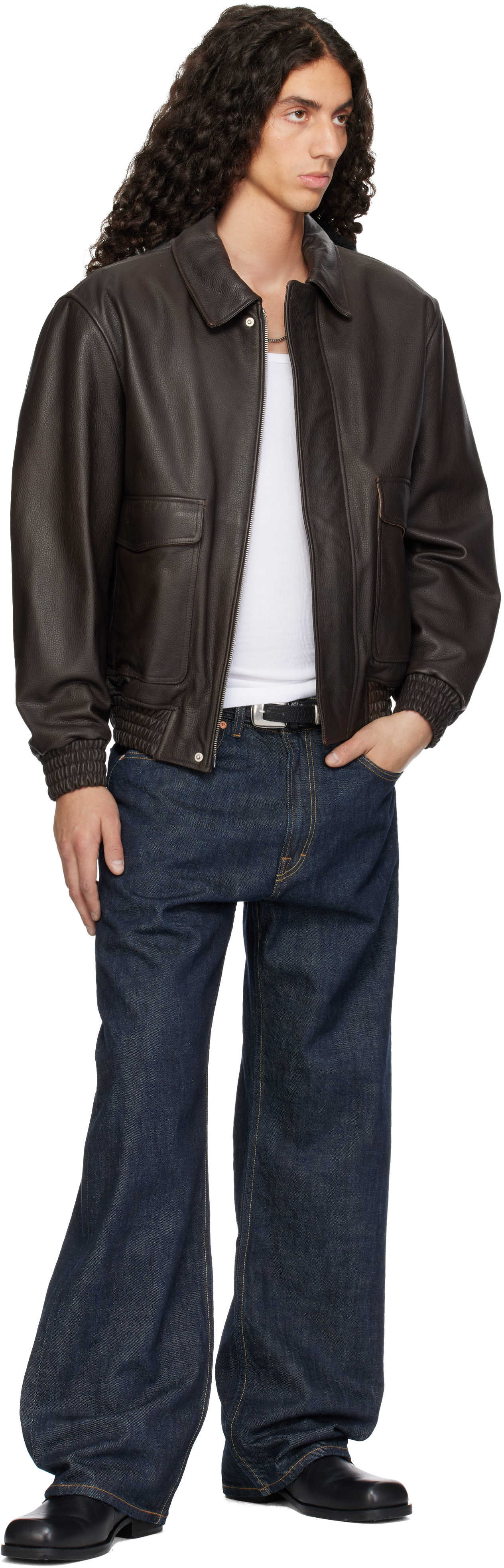 Arma - Brown BARI Vintage Leather Bomber Jacket