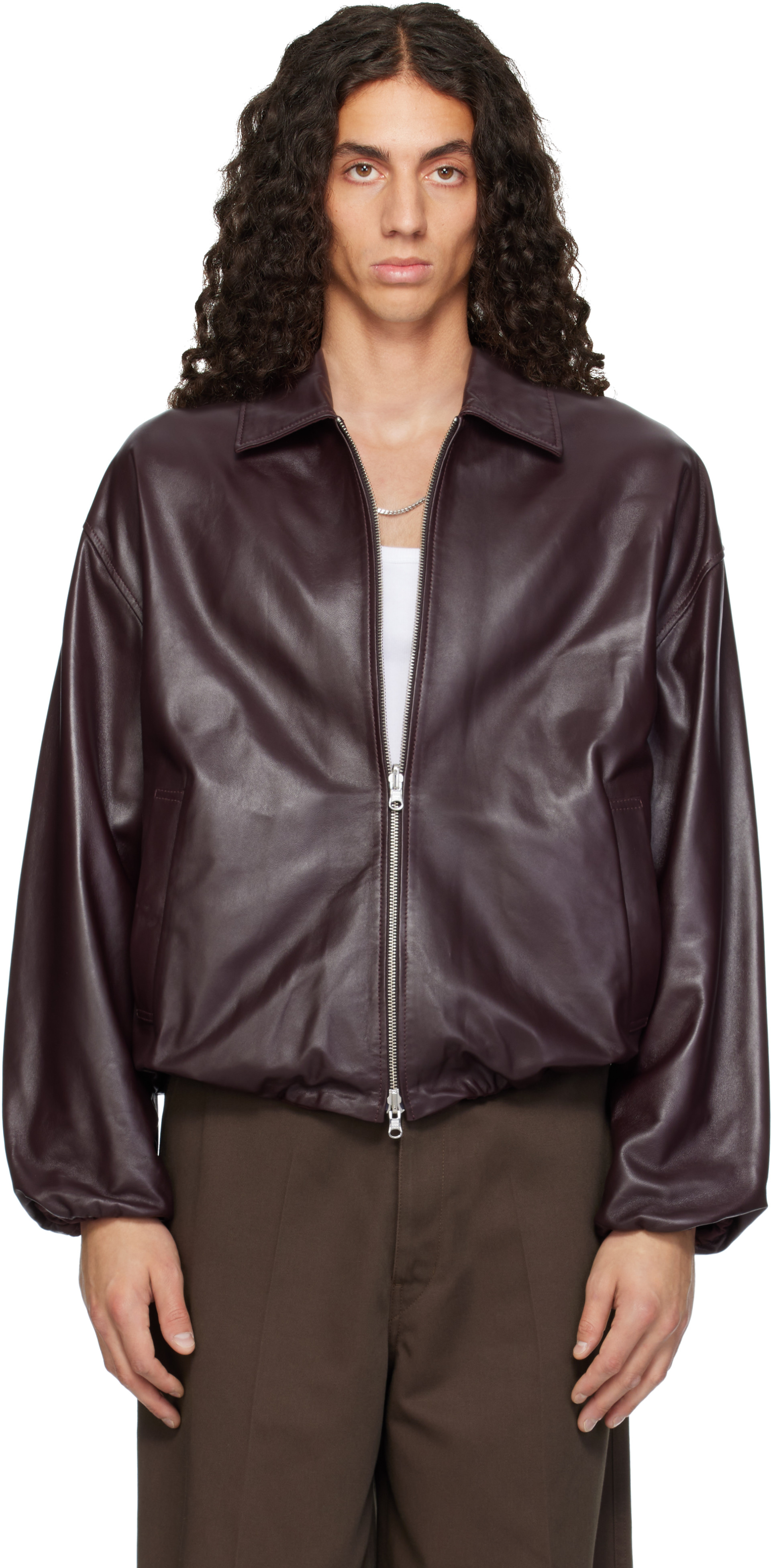 Arma - Burgundy Backett Reversible Leather Jacket