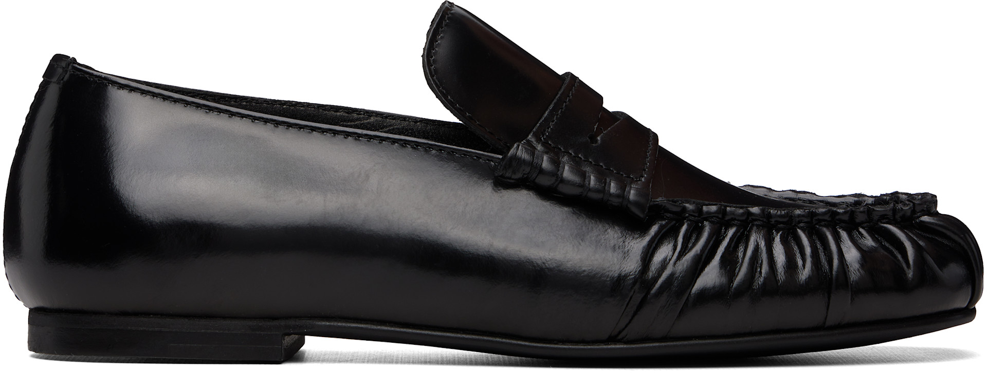 Alohas: Black Aven Leather Loafers | SSENSE