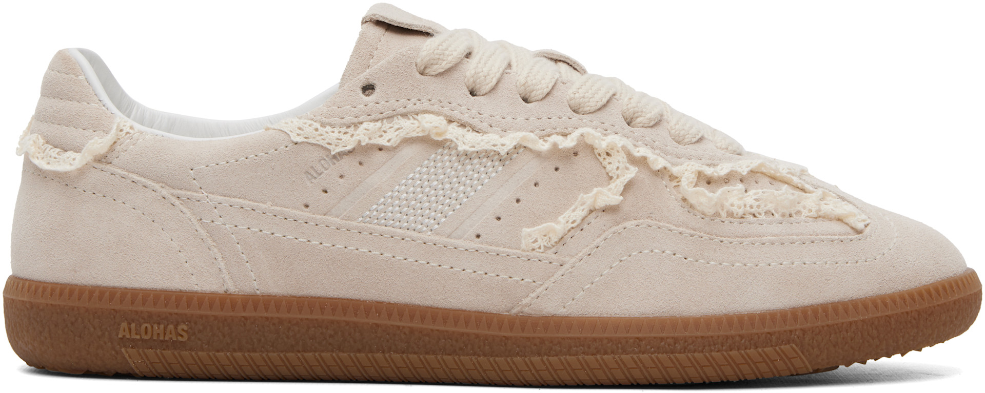 aloha　A14白　即納　26SS FRAMeWORK フレンチリネン Alohas: Beige Tb.490 Crochet Leather Sneakers | SSENSE