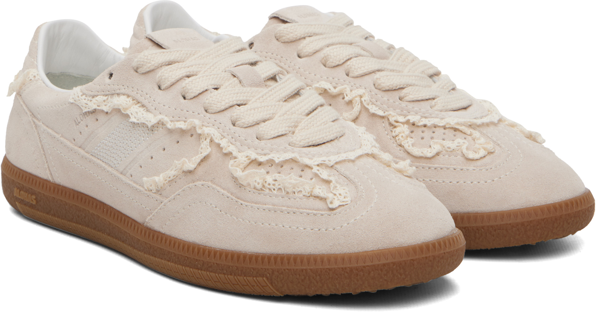 Alohas: Beige Tb.490 Crochet Leather Sneakers | SSENSE
