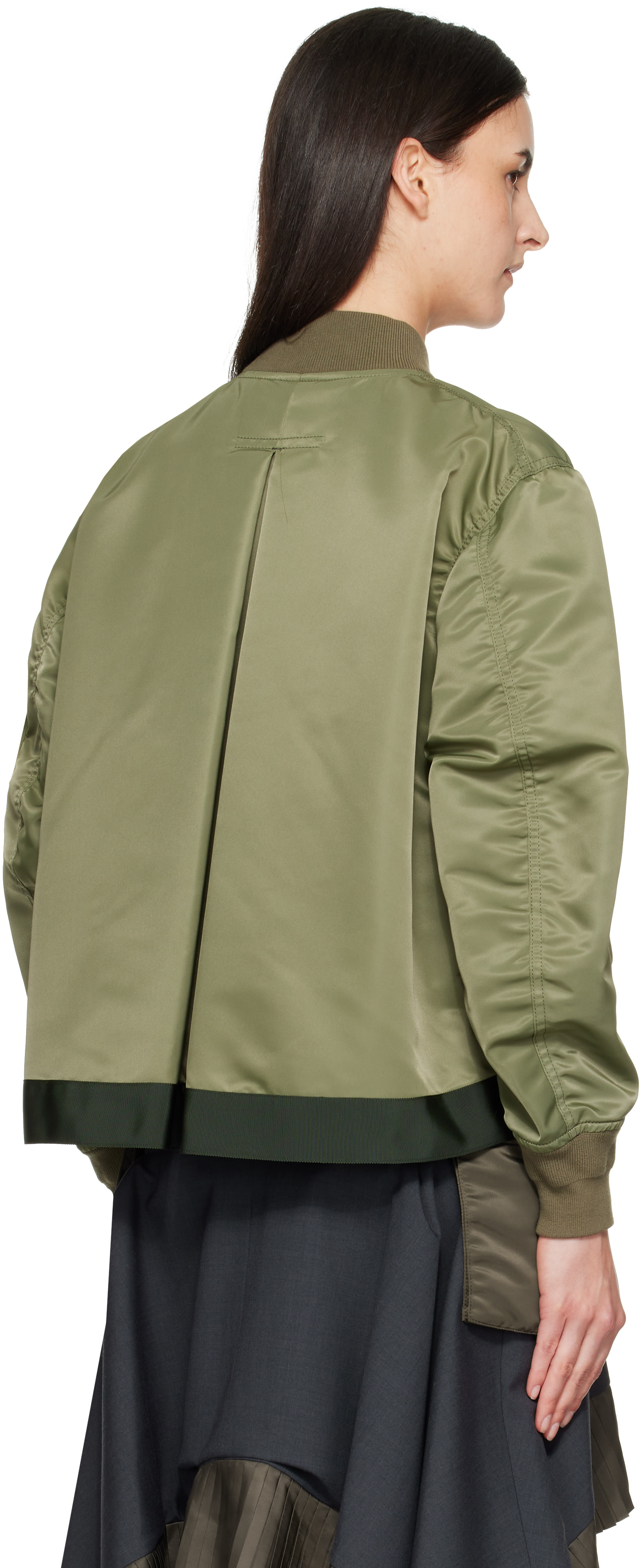 sacai: カーキ Nylon Twill ブルゾン ボンバージャケット | SSENSE 日本