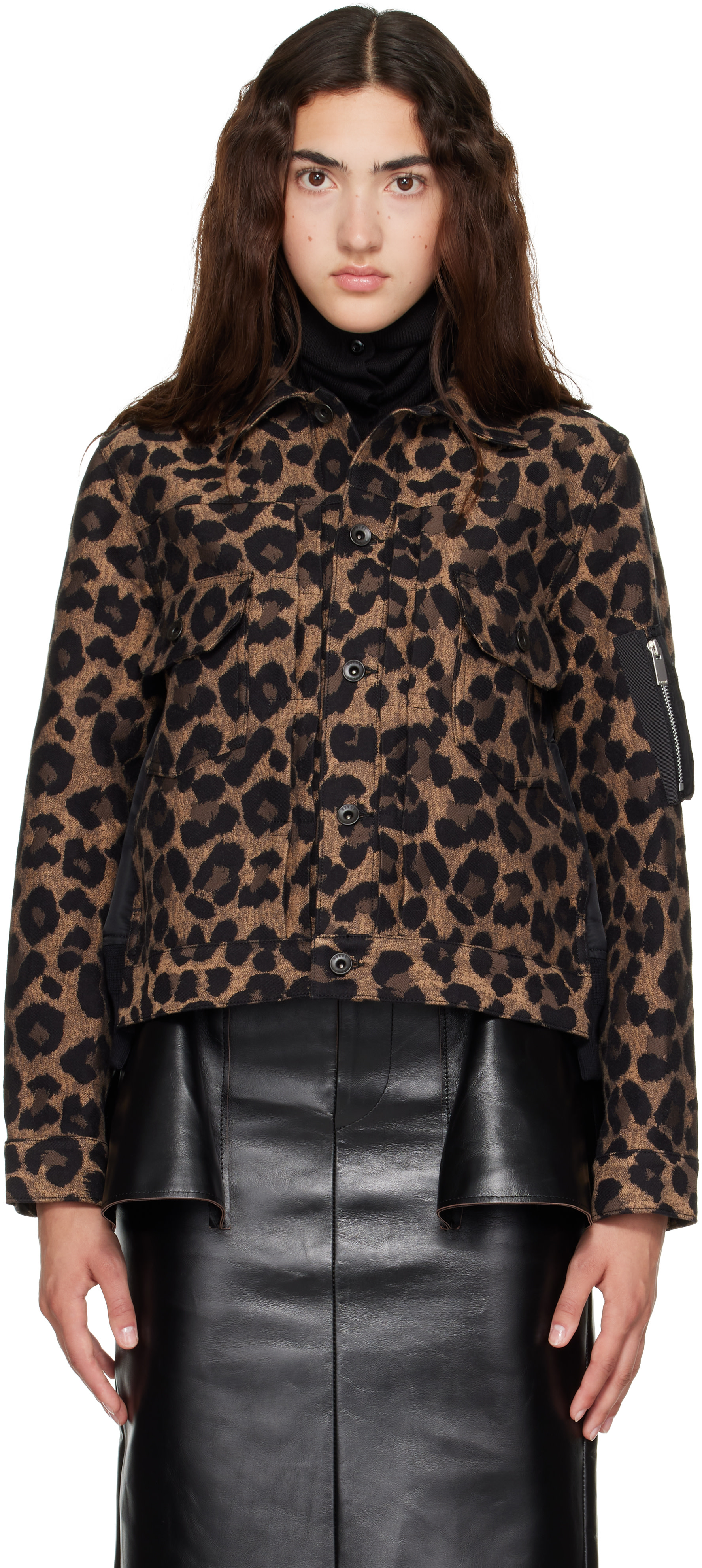 ジャケット・アウター sacai Leopard Print x Nylon Twill Jacket sacai: Beige Leopard x Nylon Twill Jacket | SSENSE