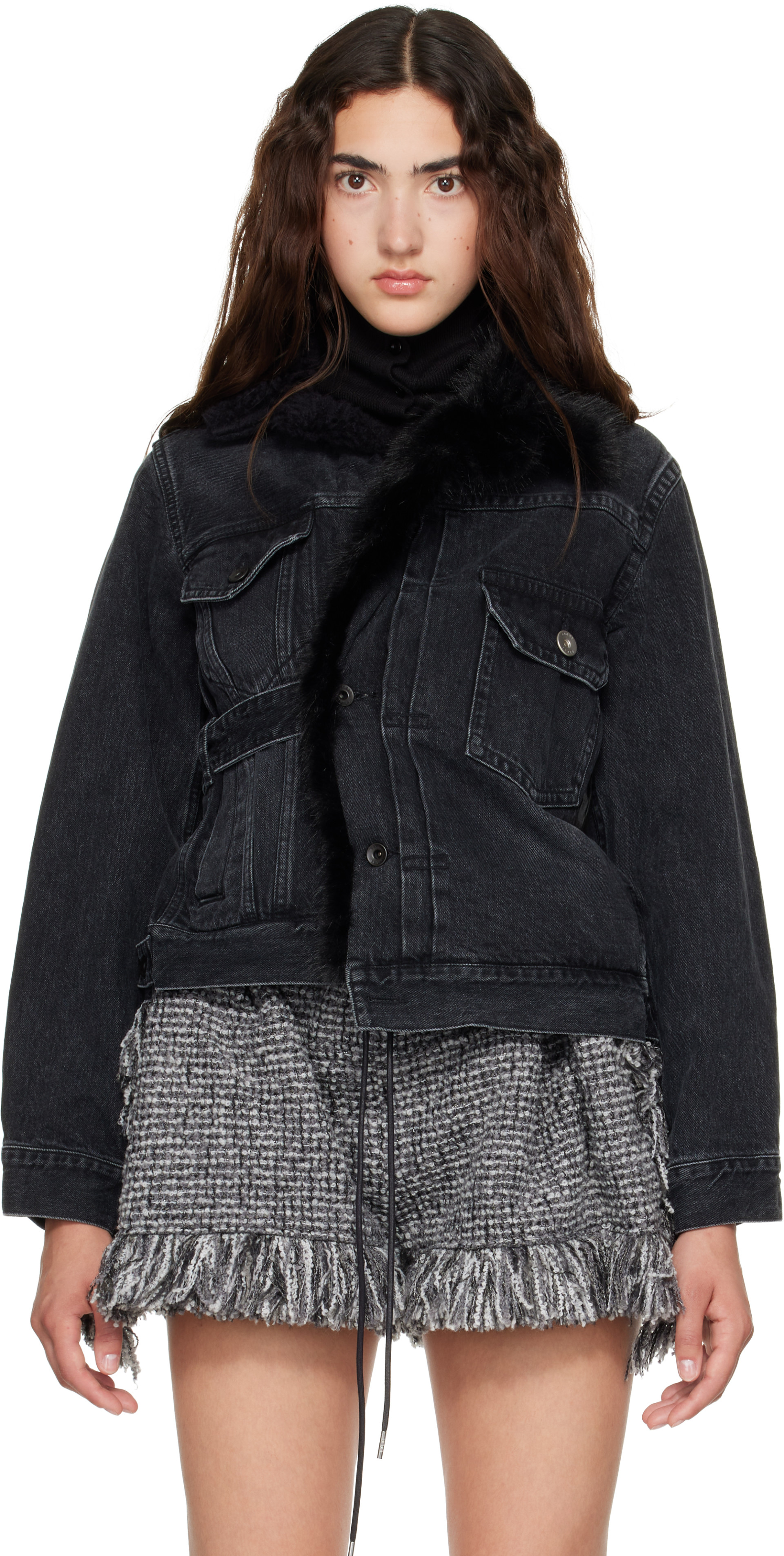 sacai - Blouson noir en denim