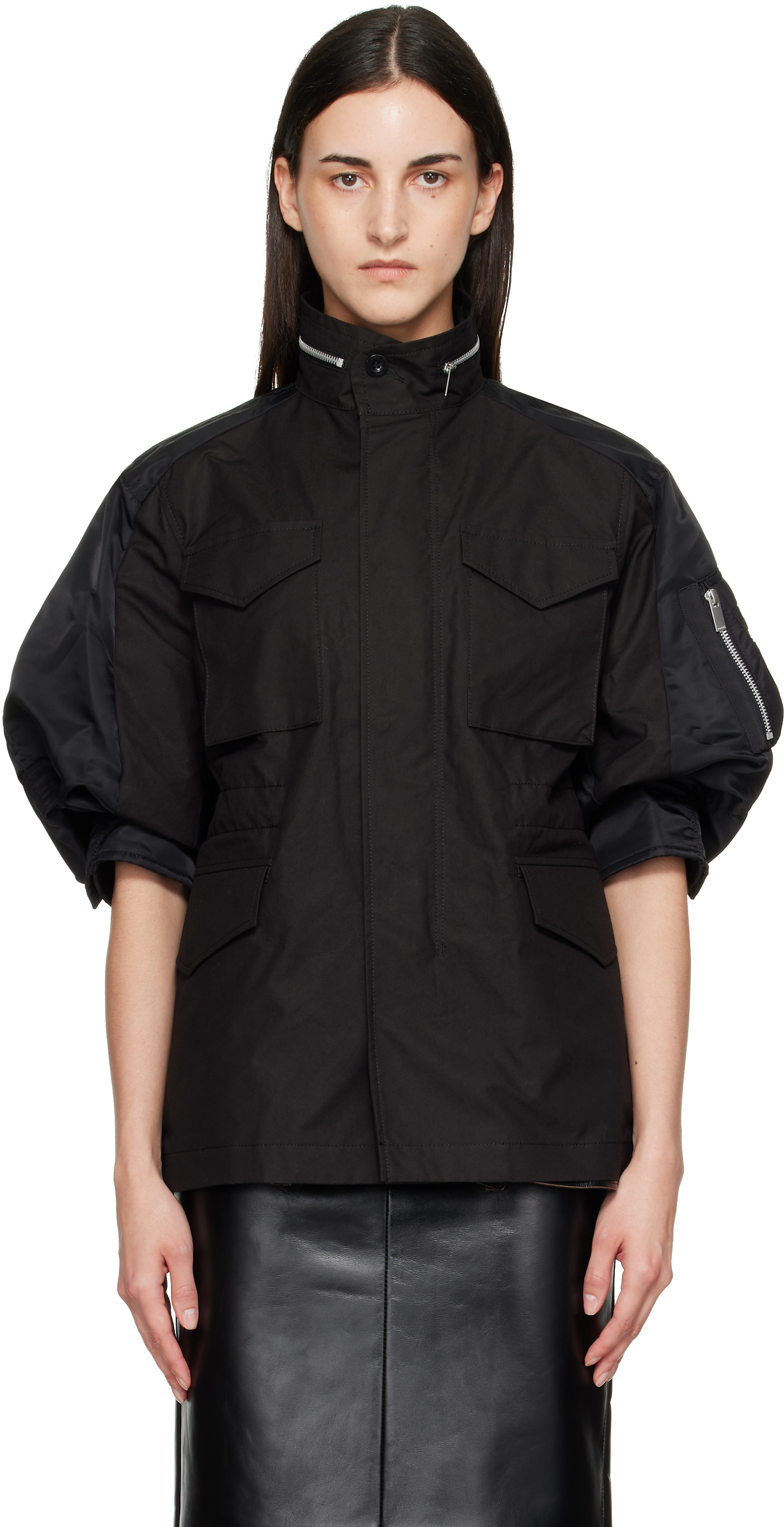 超美品‼️sacai 26ss M-65CottonWeatherJacket sacai: Black Cotton Weather Jacket | SSENSE