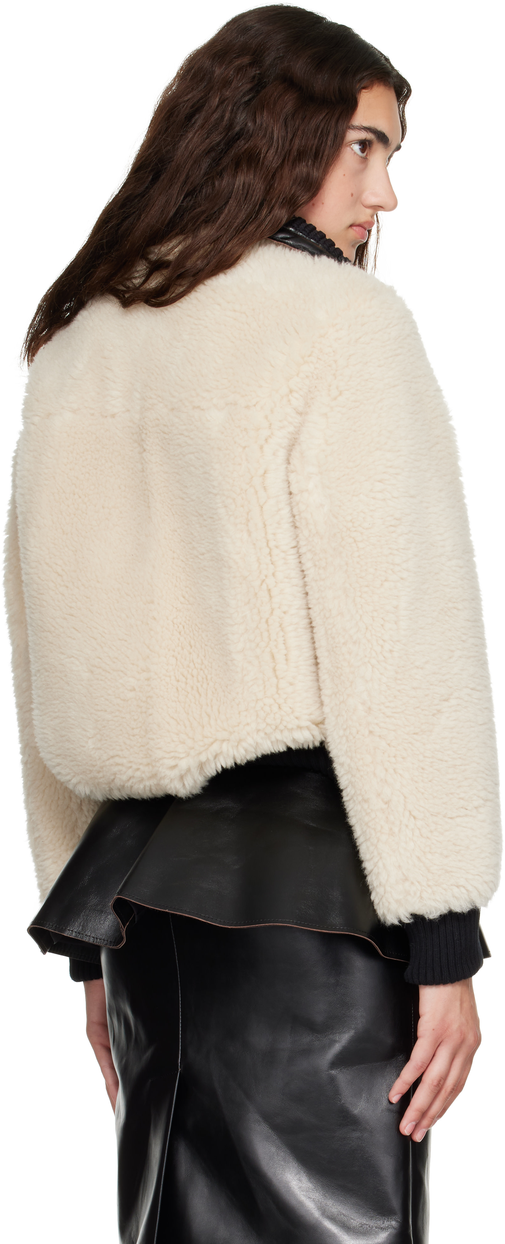 sacai Faux Shearling アウター　2 ブルゾン　コート sacai: Off-White Wool Faux Shearling Blouson Jacket | SSENSE