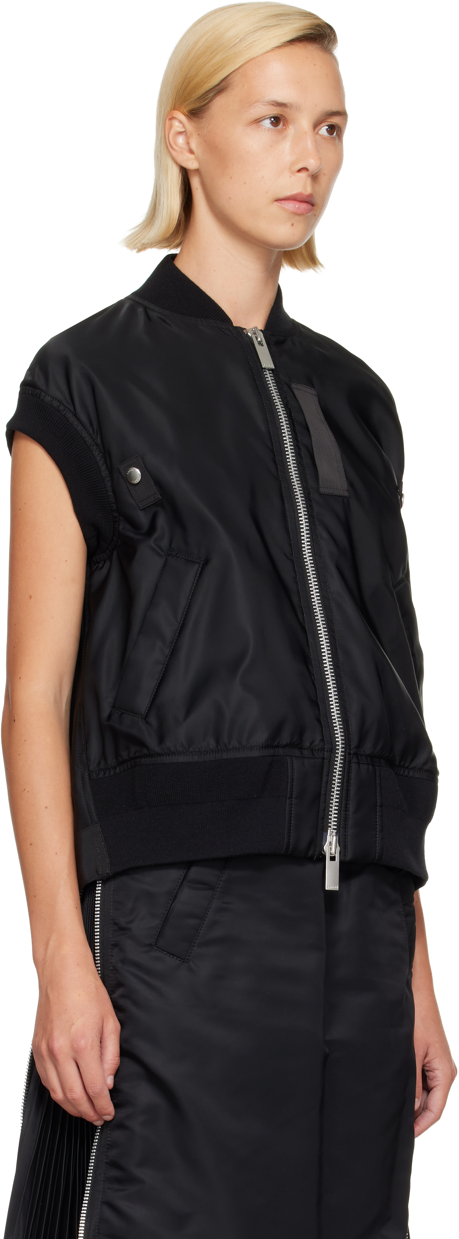 sacai: Black Nylon Twill Vest | SSENSE