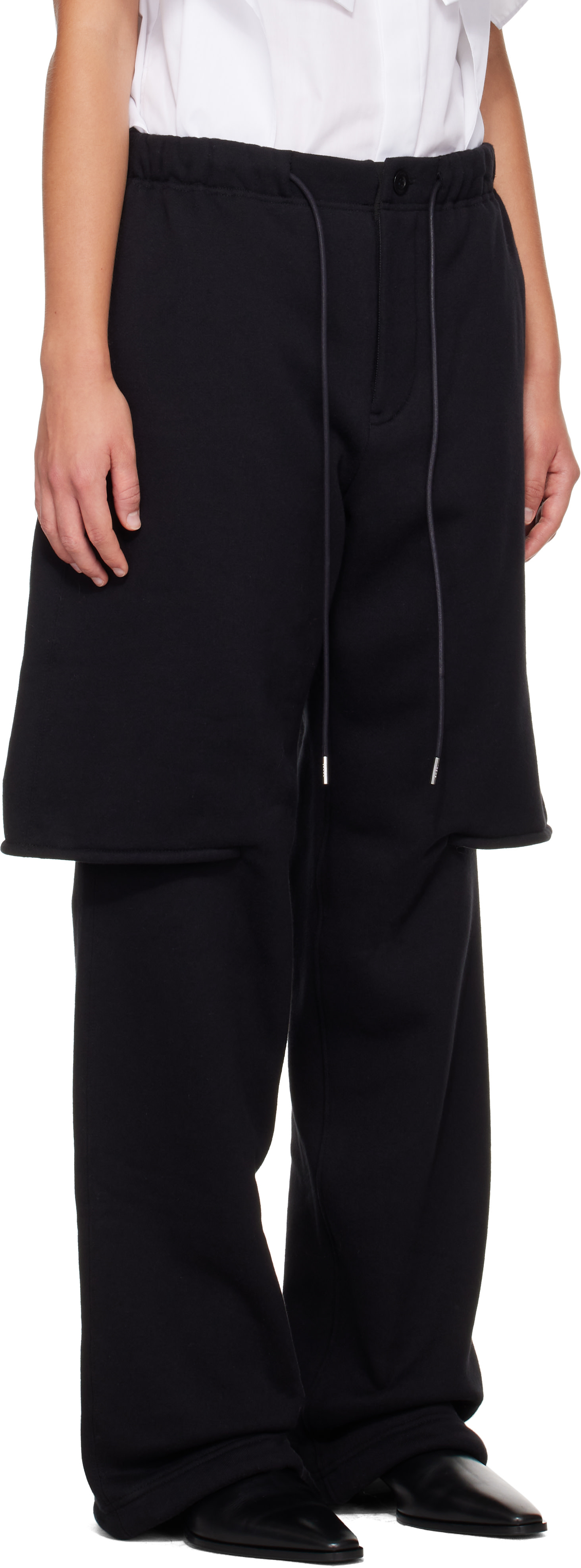 パンツ sacai sacai: Black Cotton Jersey Lounge Pants | SSENSE