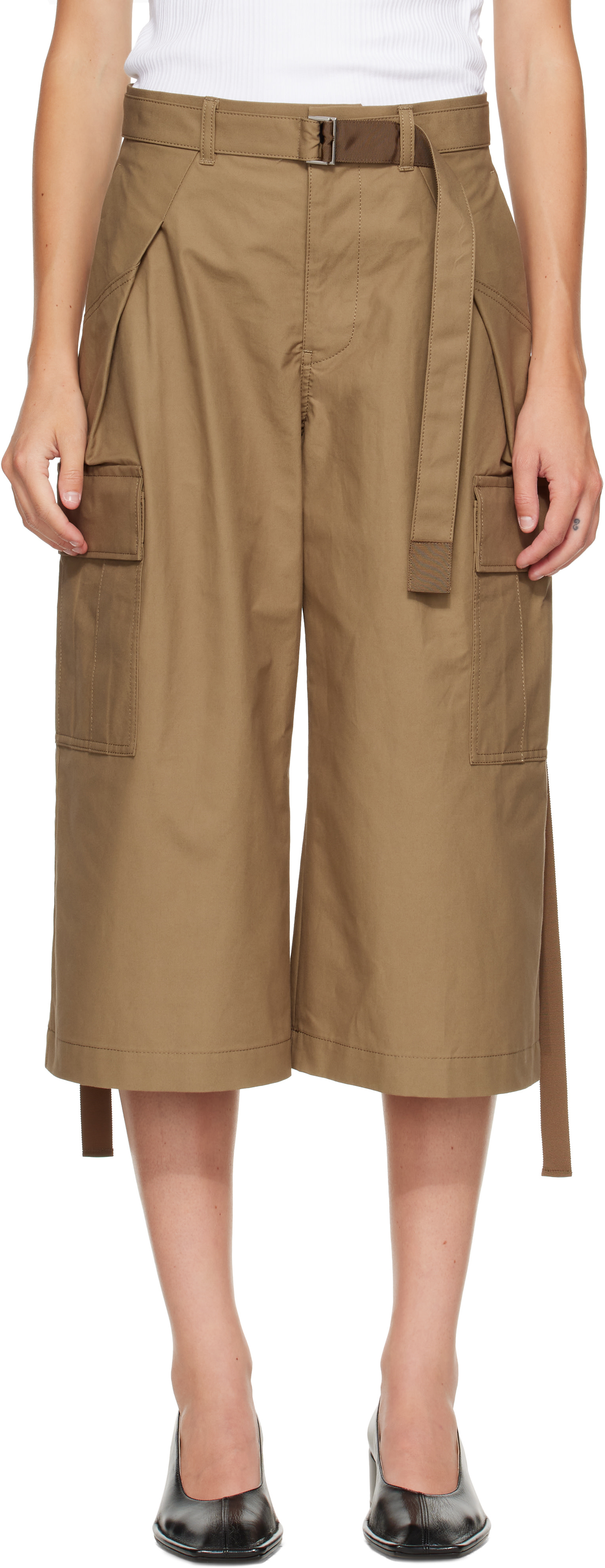 sacai - Short cargo kaki en coton