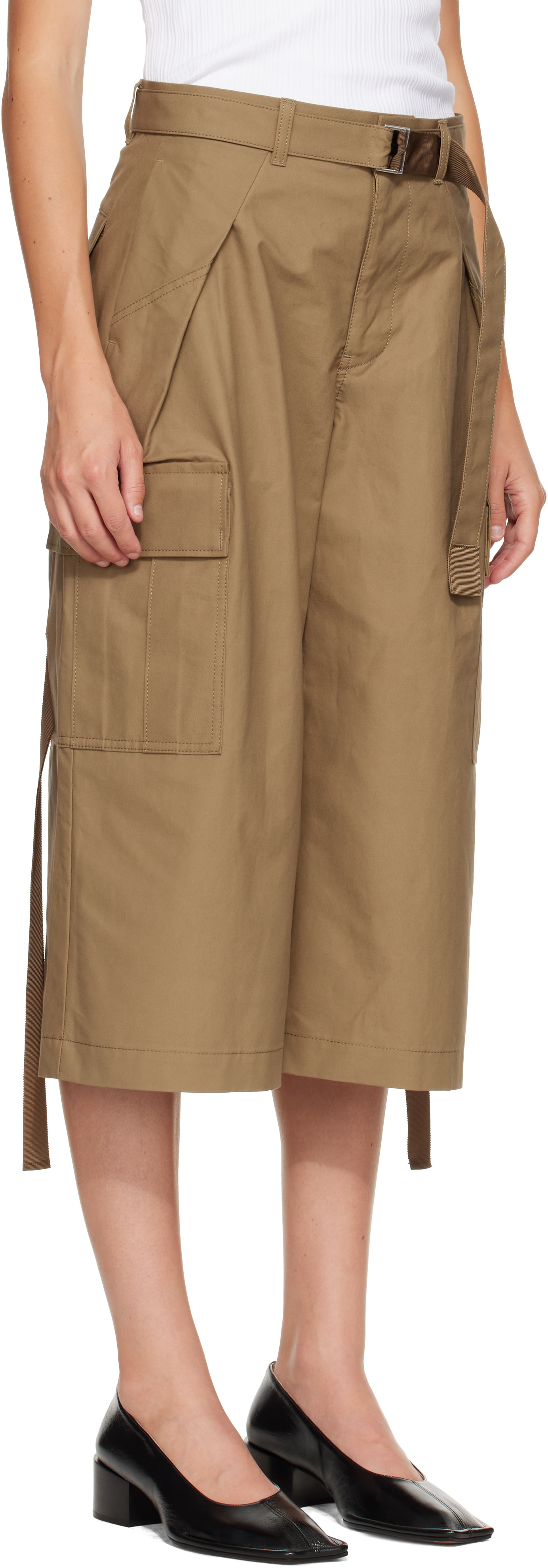 sacai - Short cargo kaki en coton