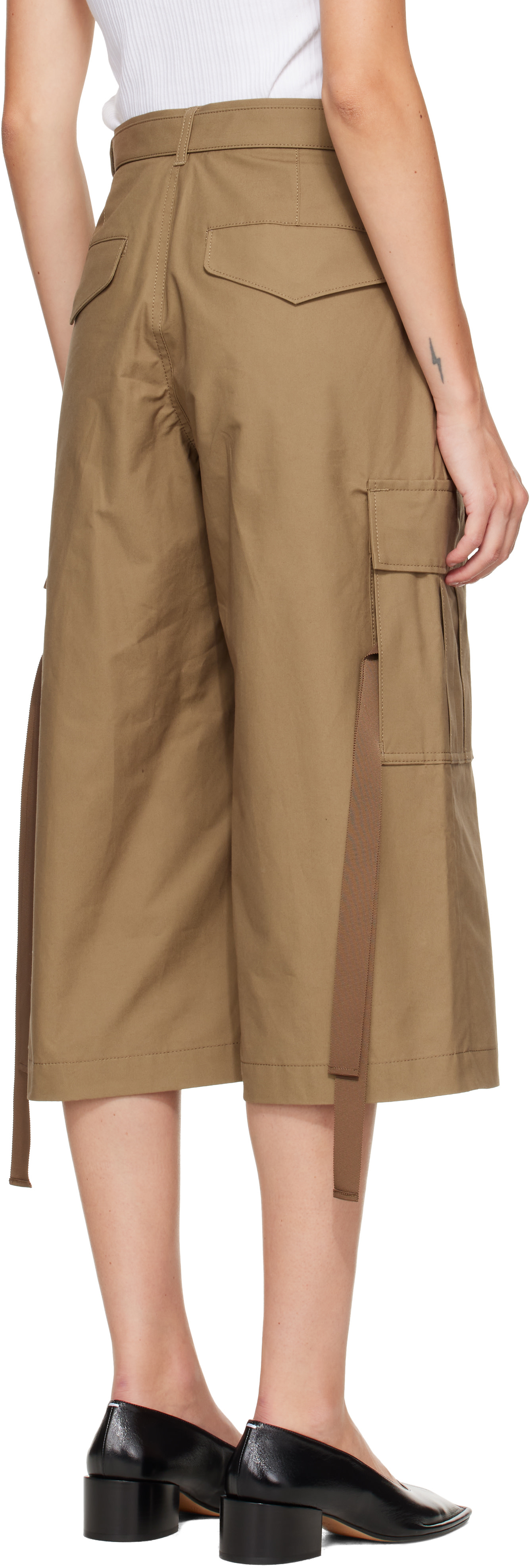 sacai - Short cargo kaki en coton