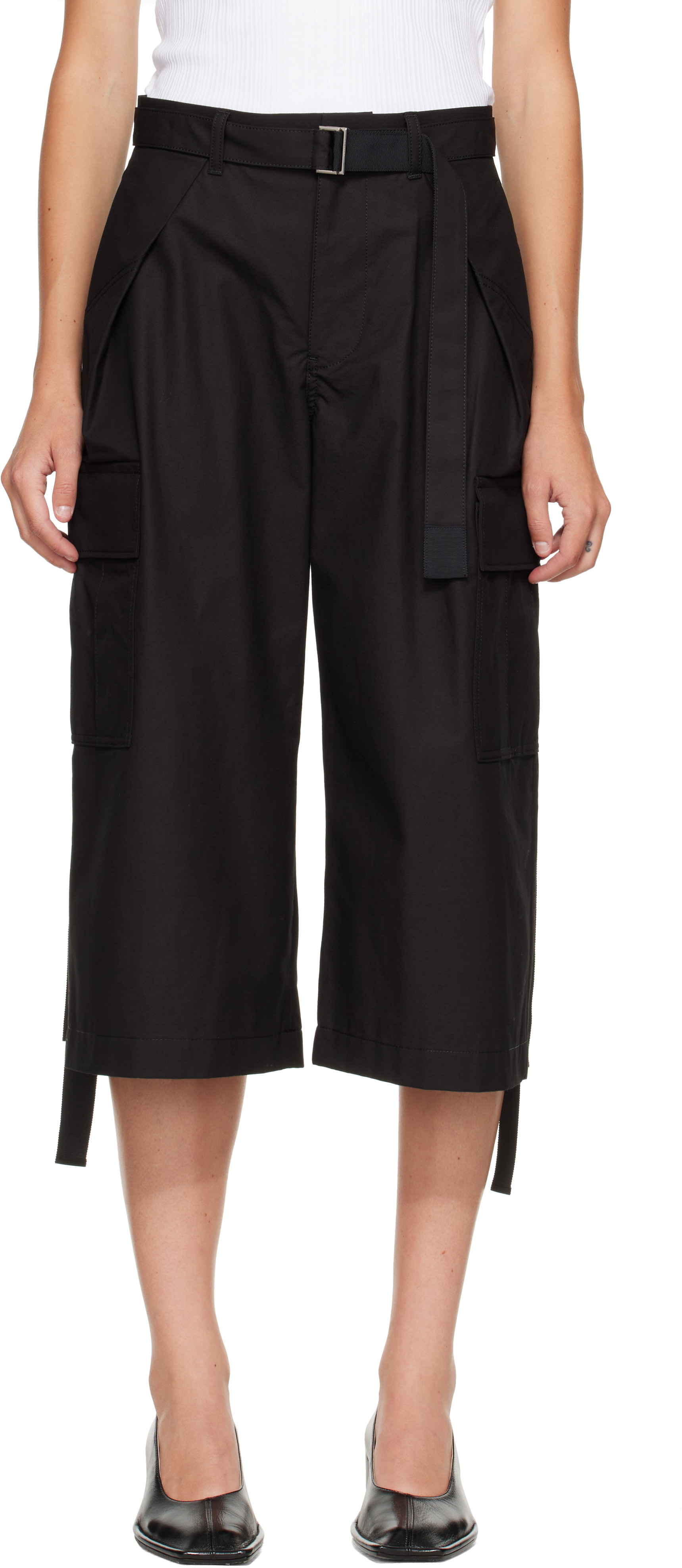 sacai - Short cargo noir en coton