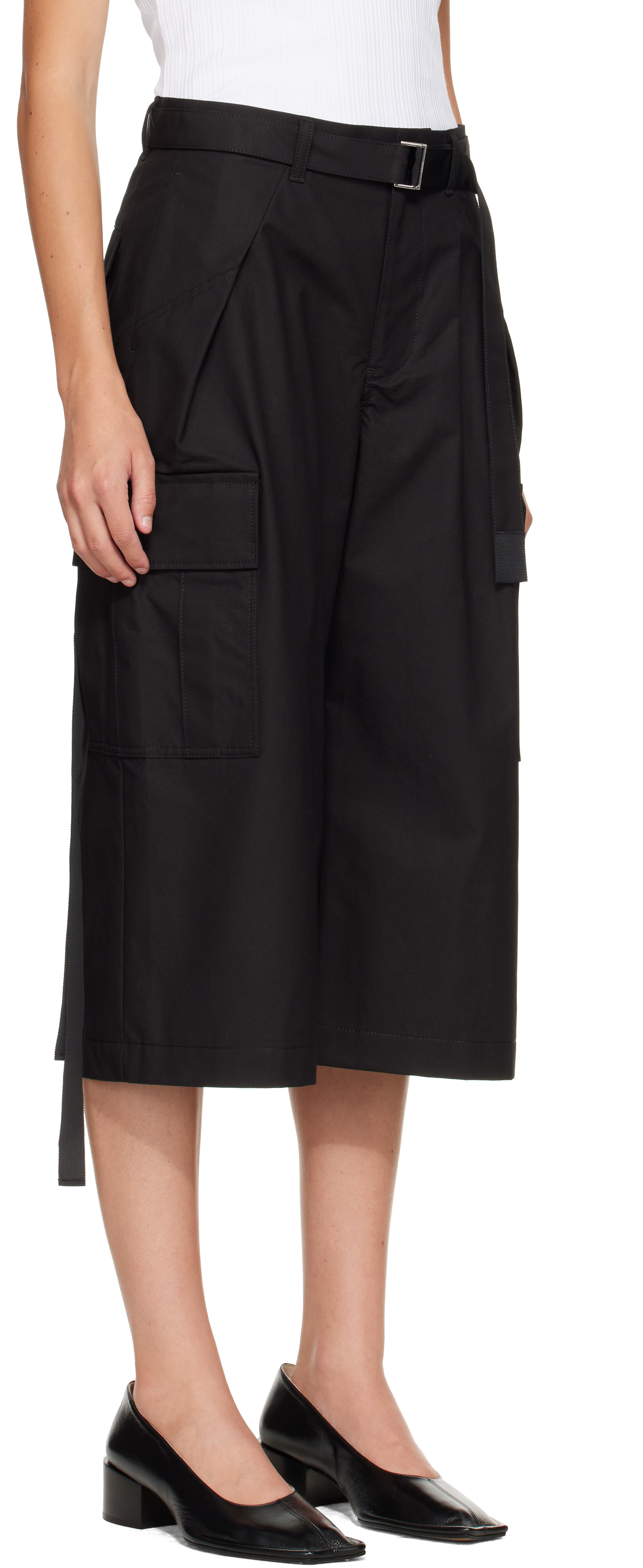 sacai - Short cargo noir en coton