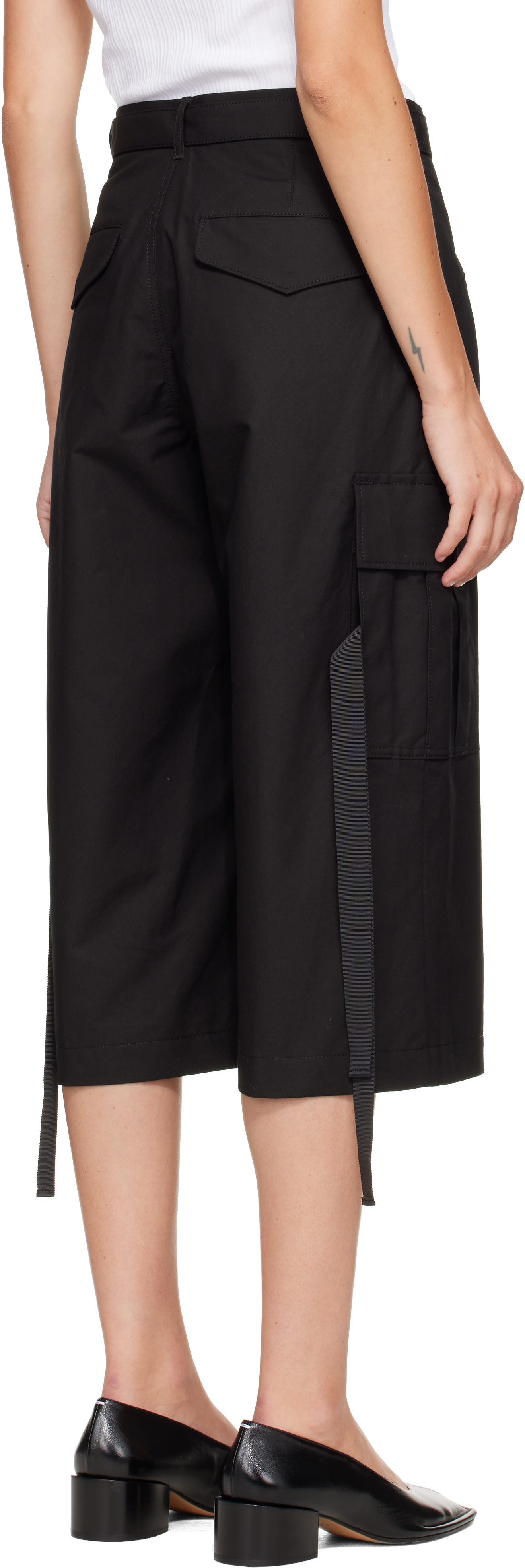 sacai - Short cargo noir en coton