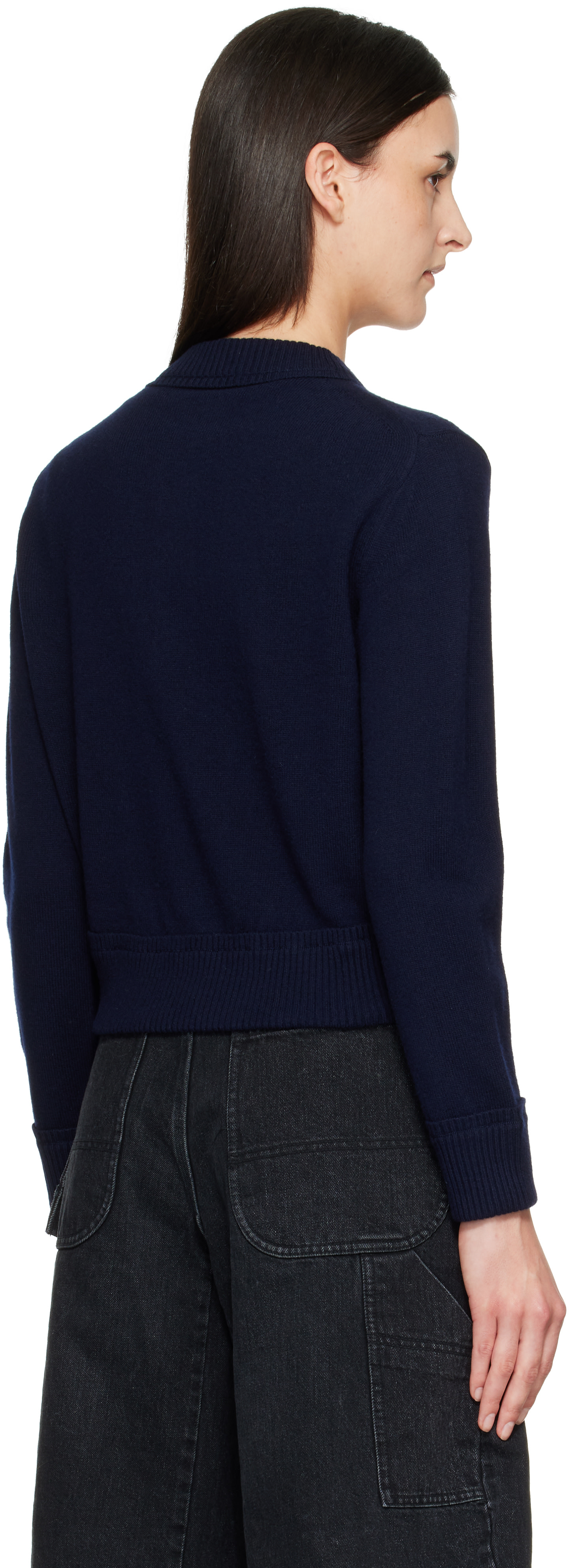 sacai: ネイビー Wool Knit カーディガン | SSENSE 日本