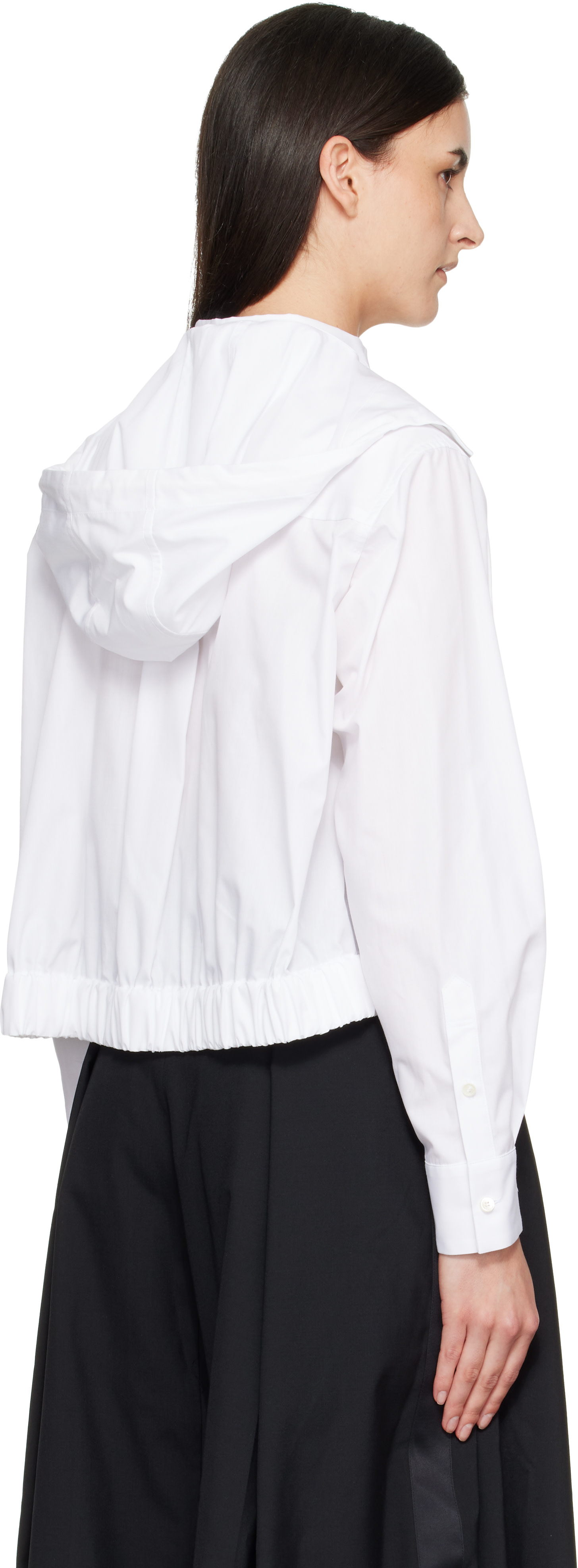 sacai: White Poplin Hoodie | SSENSE