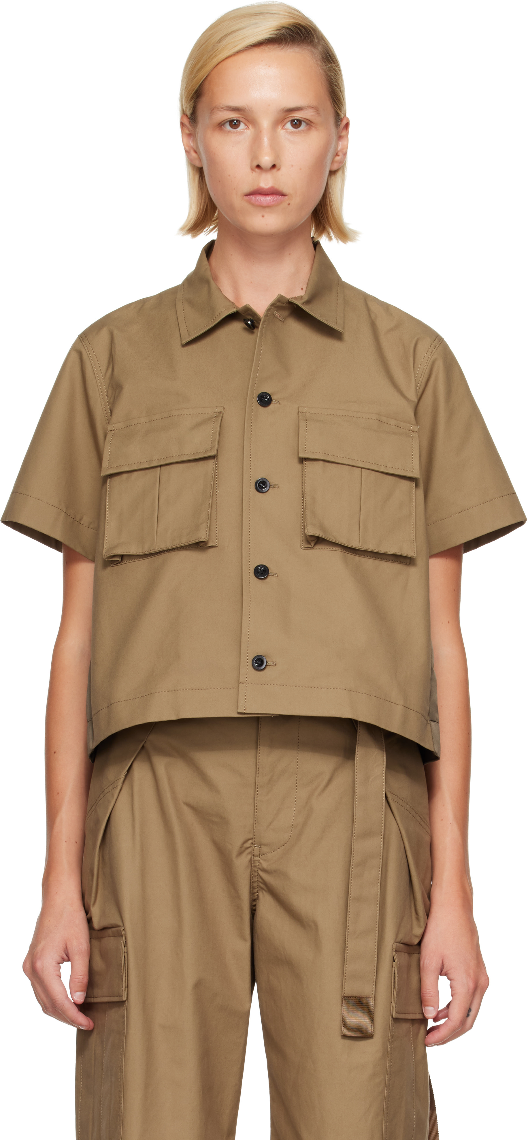 sacai: Khaki Cotton Weather Shirt | SSENSE