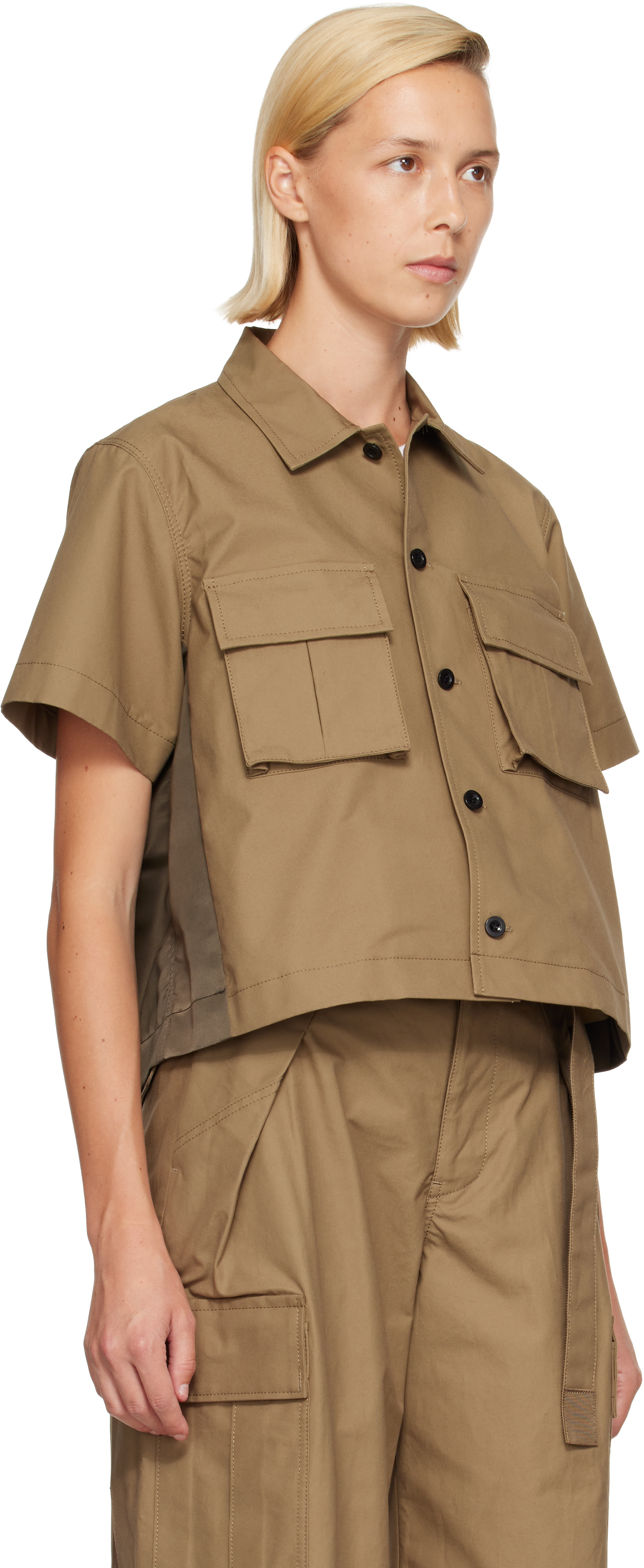 sacai: Khaki Cotton Weather Shirt | SSENSE