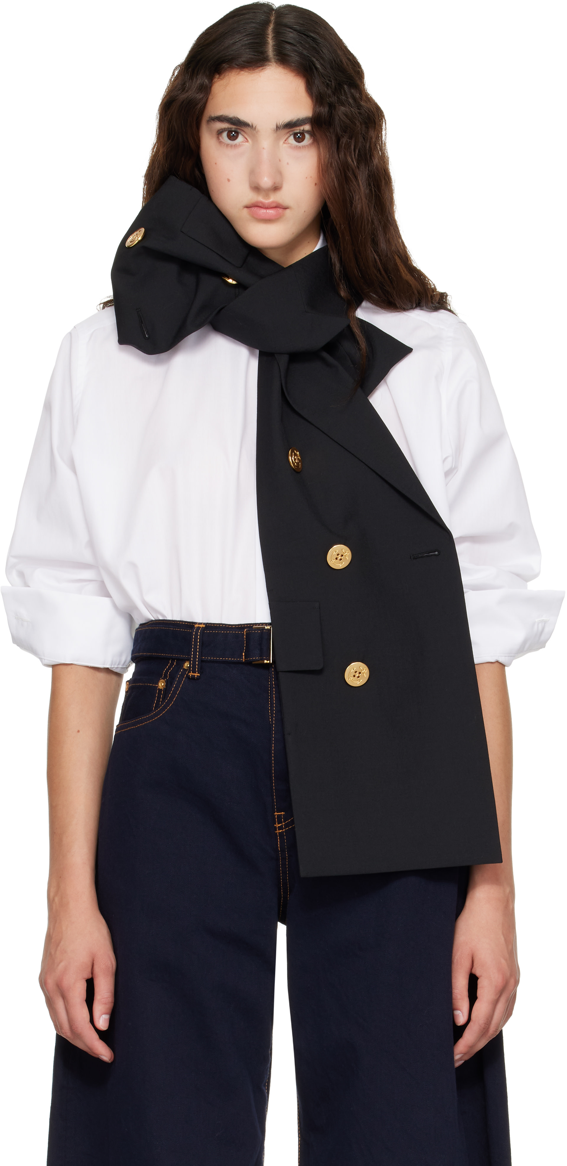 sacai: White Poplin x Suiting Shirt | SSENSE