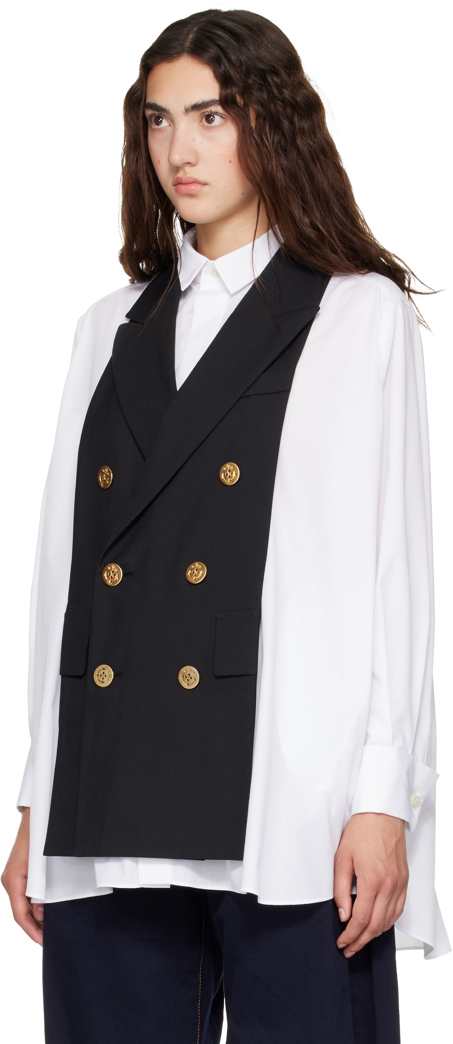 sacai: White Poplin x Suiting Shirt | SSENSE