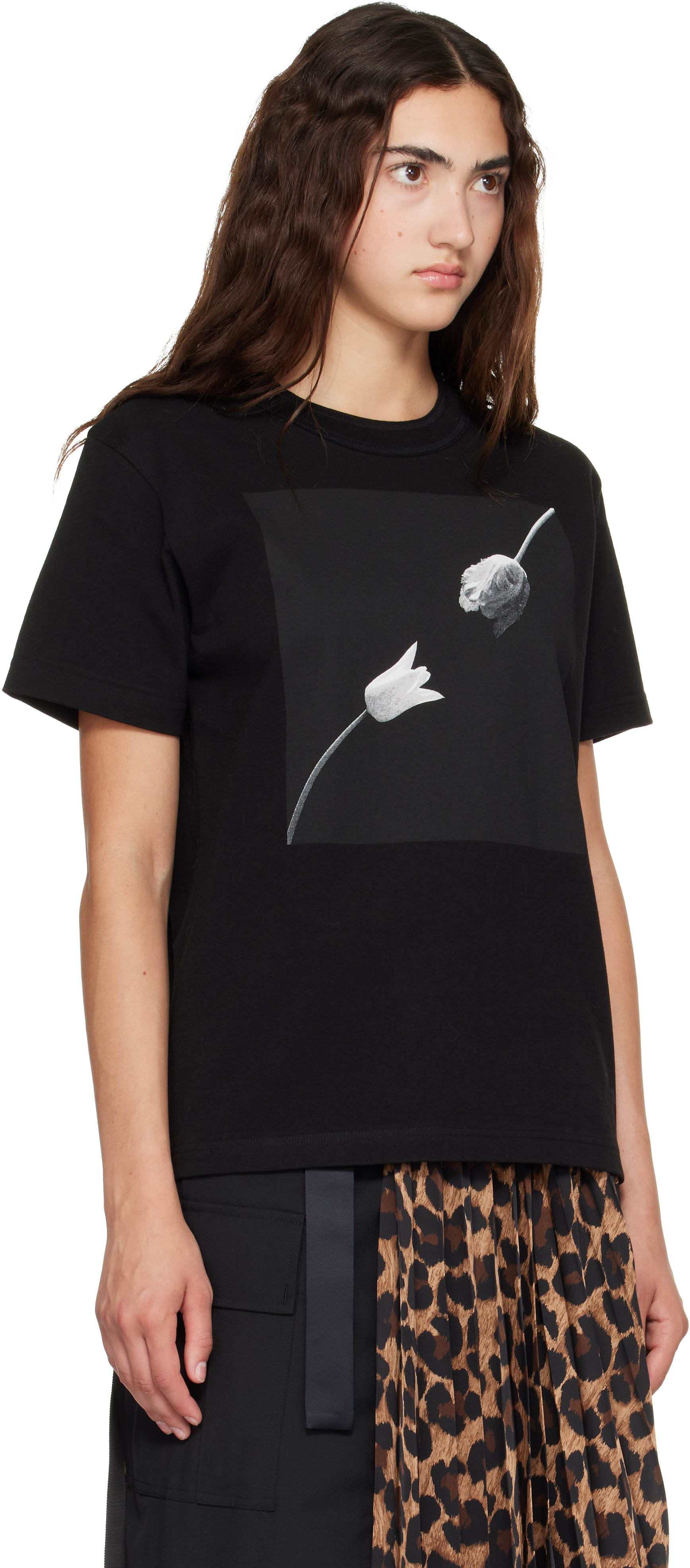 sacai: Black Robert Mapplethorpe Tulip T-shirt | SSENSE