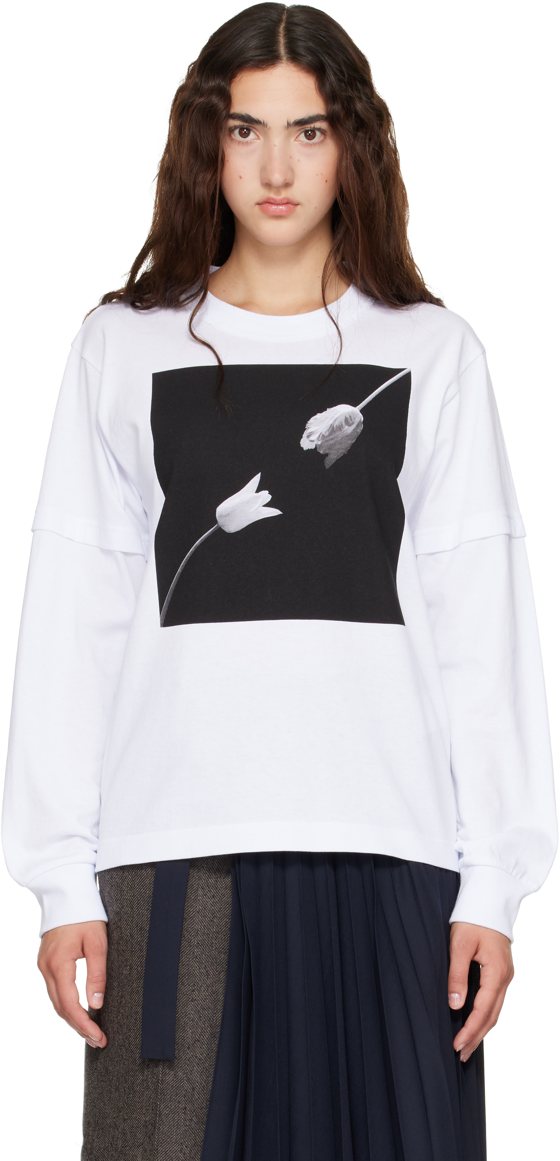 sacai: White Robert Mapplethorpe Tulip Layered T-Shirt | SSENSE