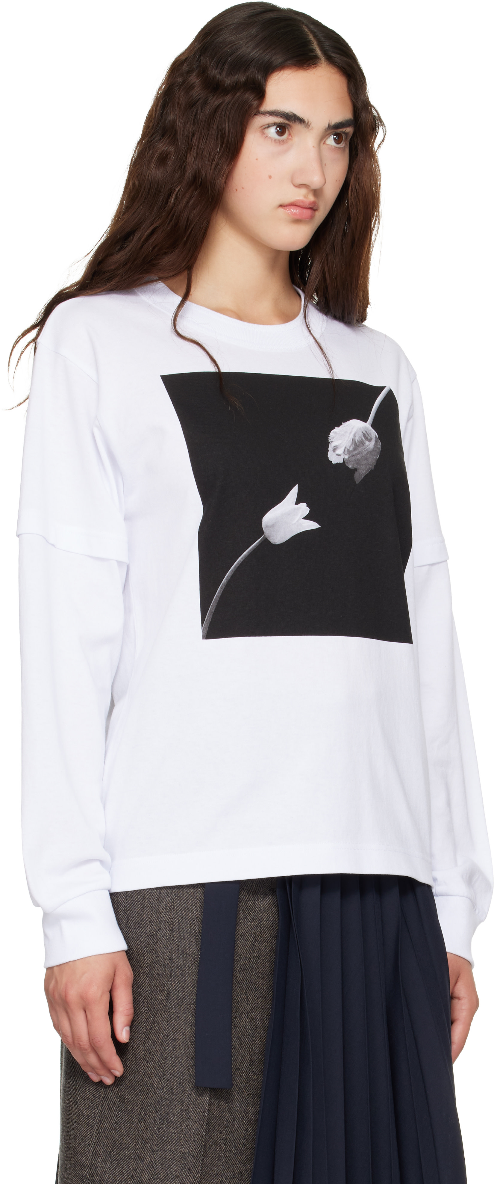 sacai: White Robert Mapplethorpe Tulip Layered T-Shirt | SSENSE