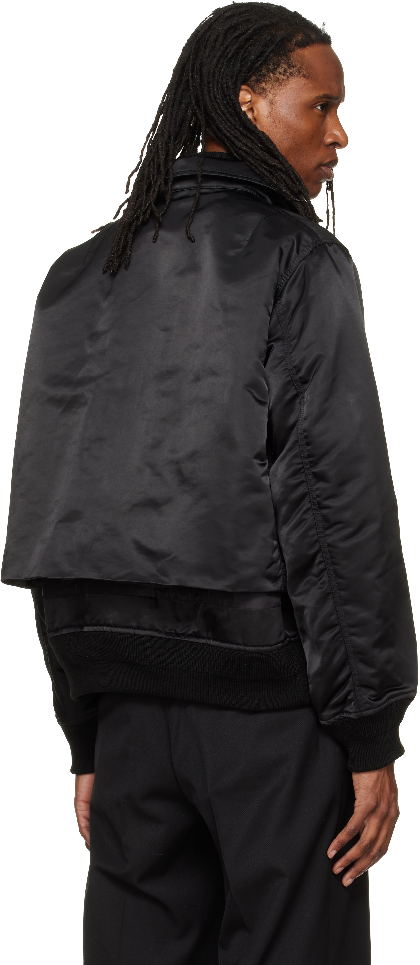 sacai: Black Cotton Nylon Twill Bomber Jacket | SSENSE