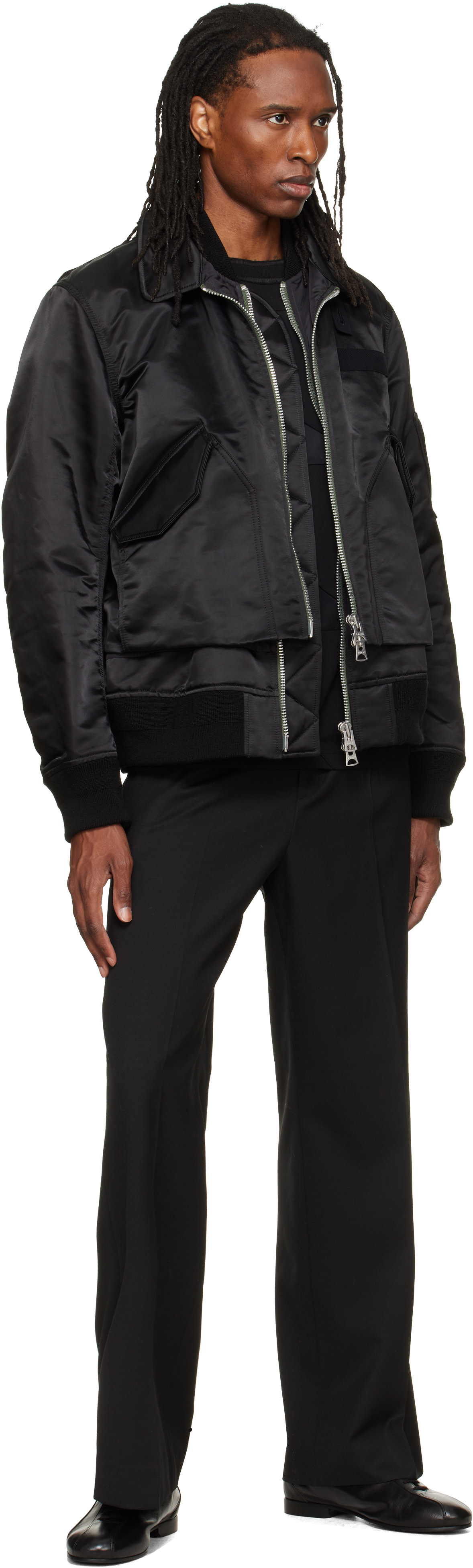 sacai: ブラック コットンナイロン ツイル ボンバージャケット