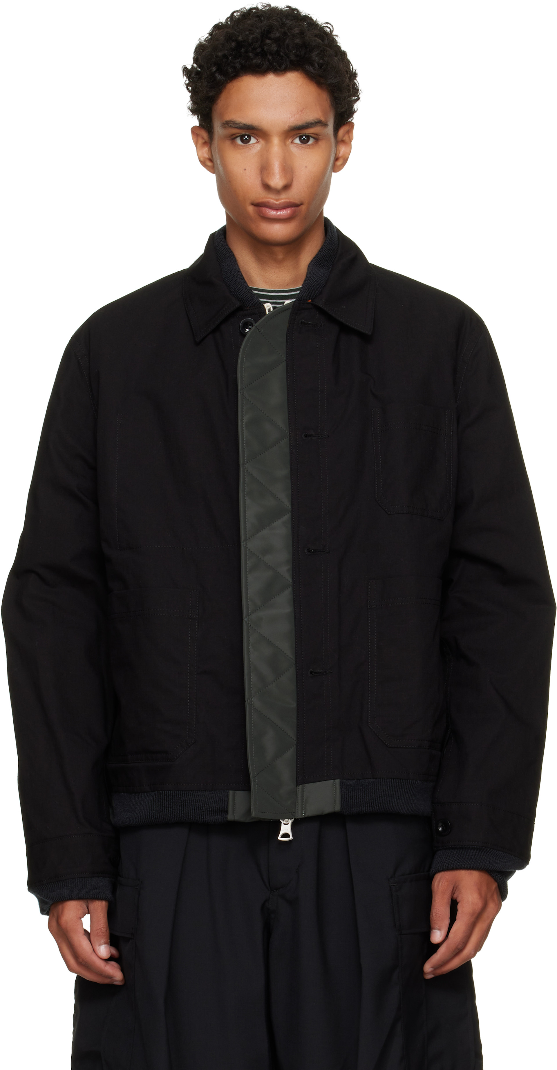 sacai: ブラック＆カーキ Nylon Twill x Rip Stop リバーシブル