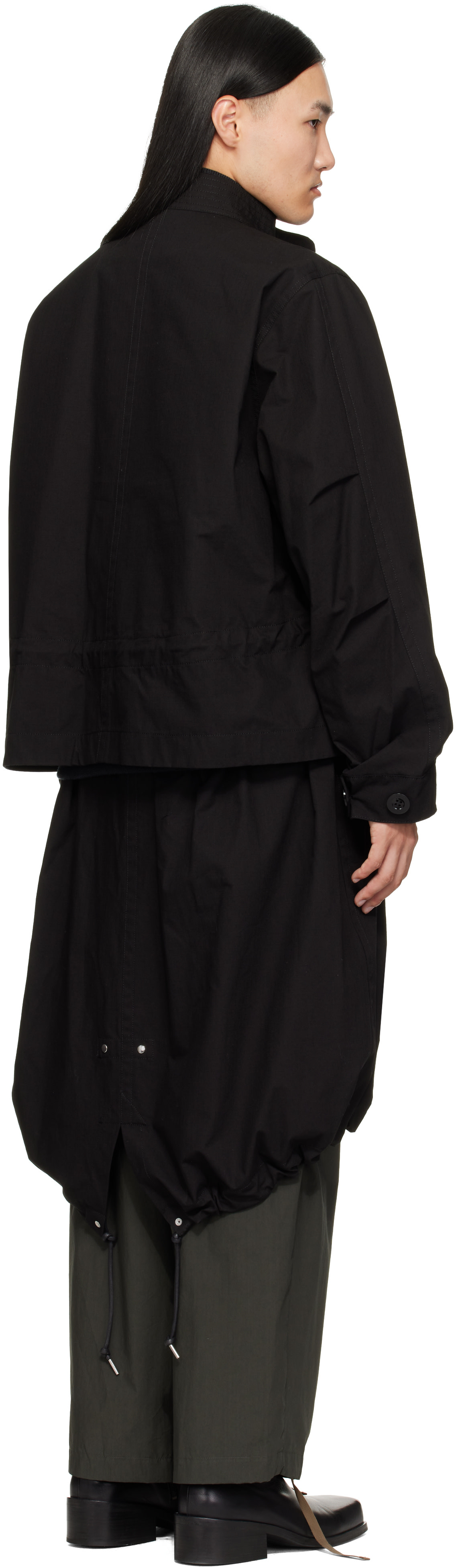 sacai - ブラック Nylon Twill x Ripstop コート