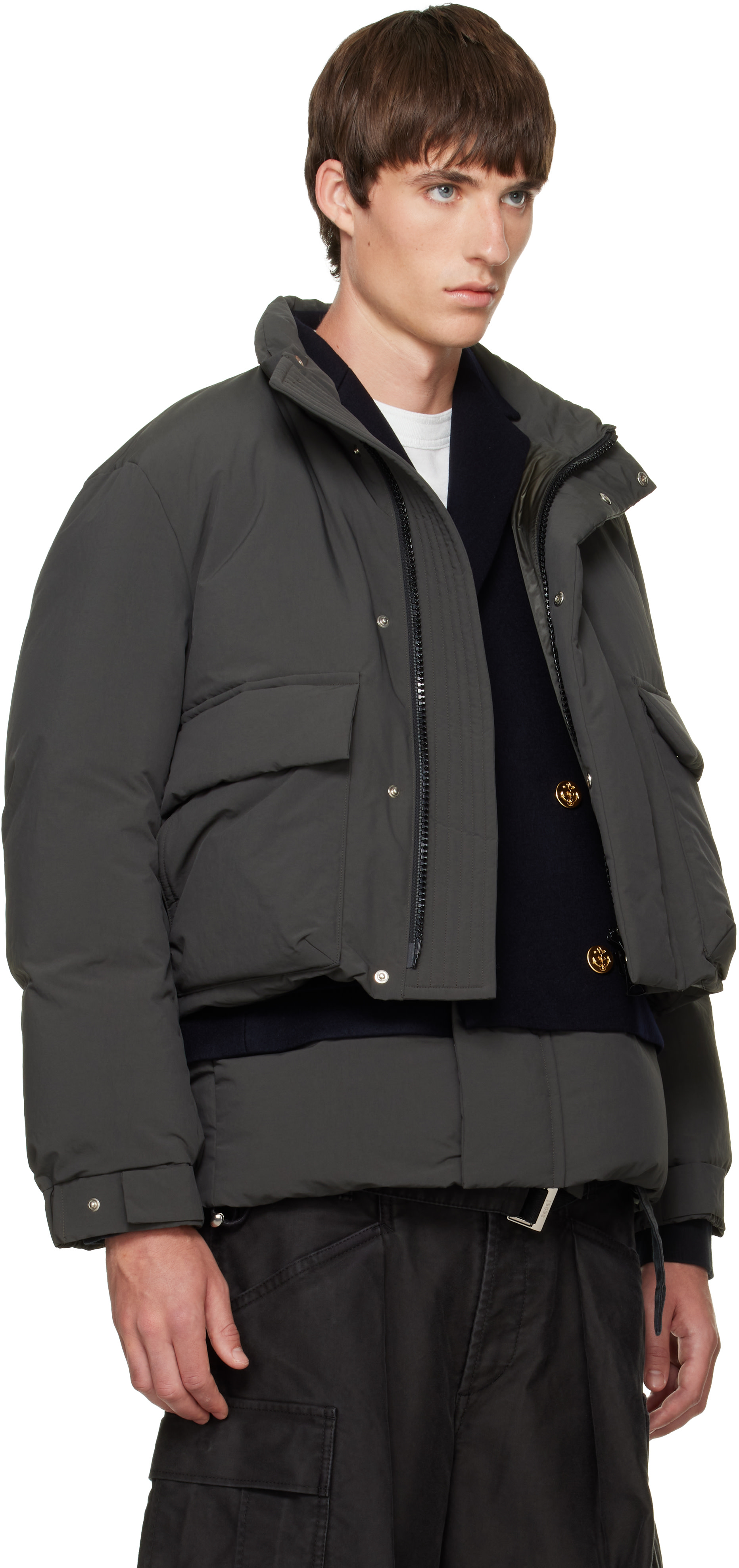sacai - Green Down Puffer Blouson Jacket