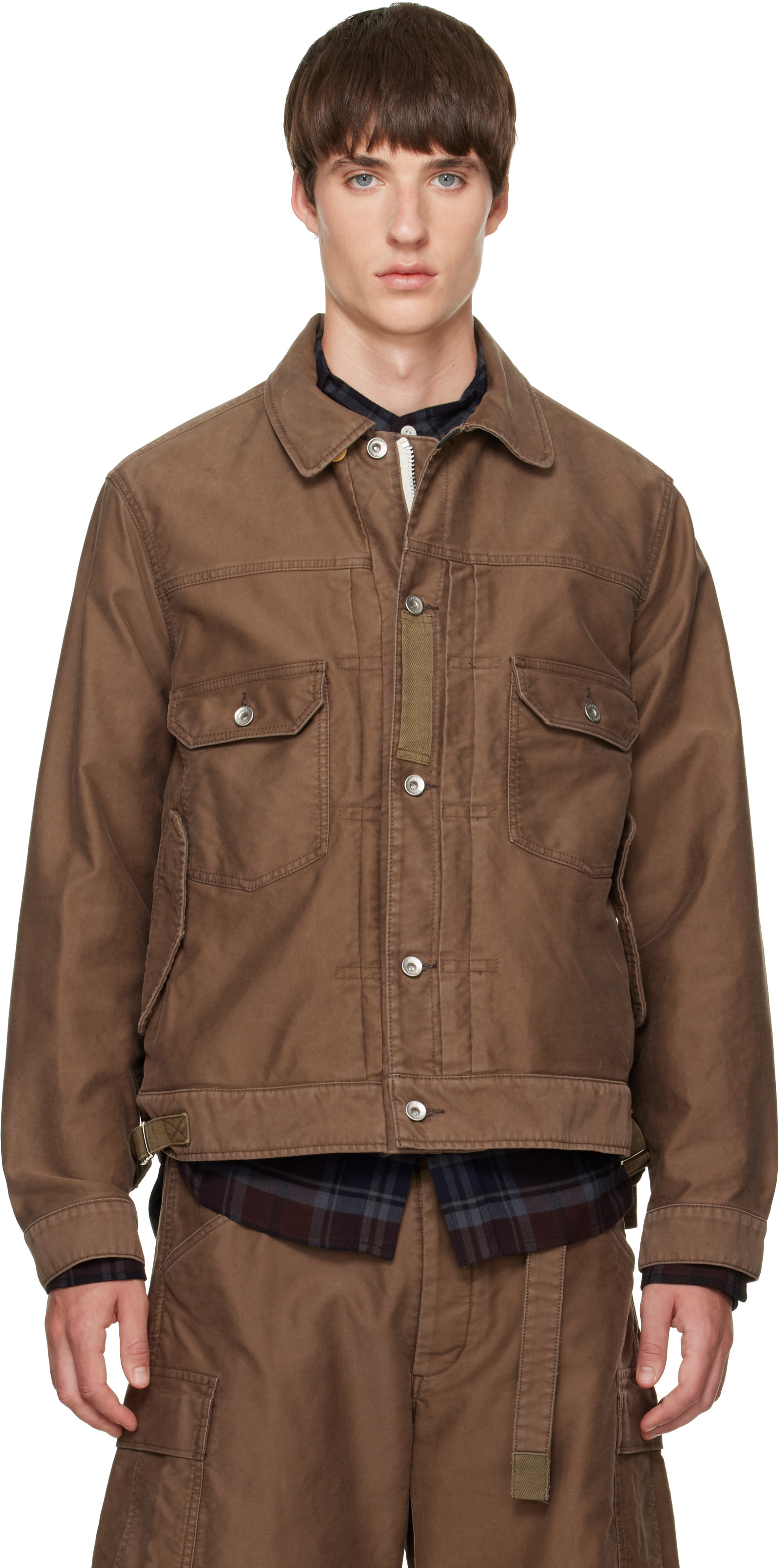 sacai - Brown Sueded Cotton Jacket