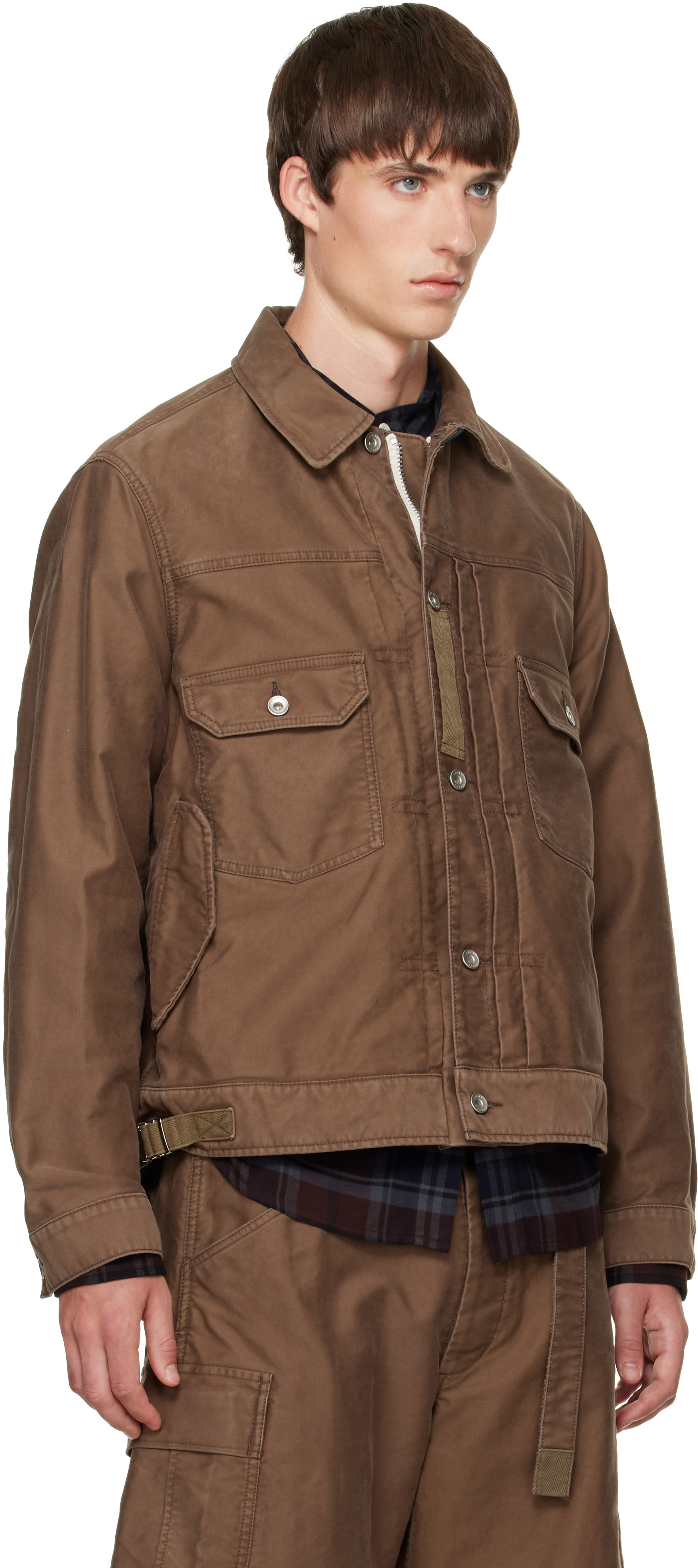 sacai - Brown Sueded Cotton Jacket