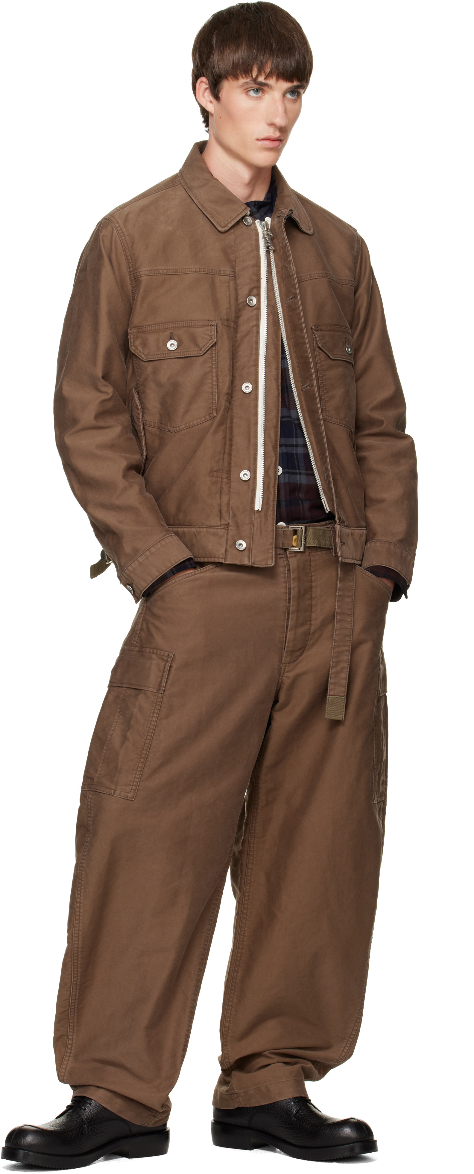 sacai - Brown Sueded Cotton Jacket