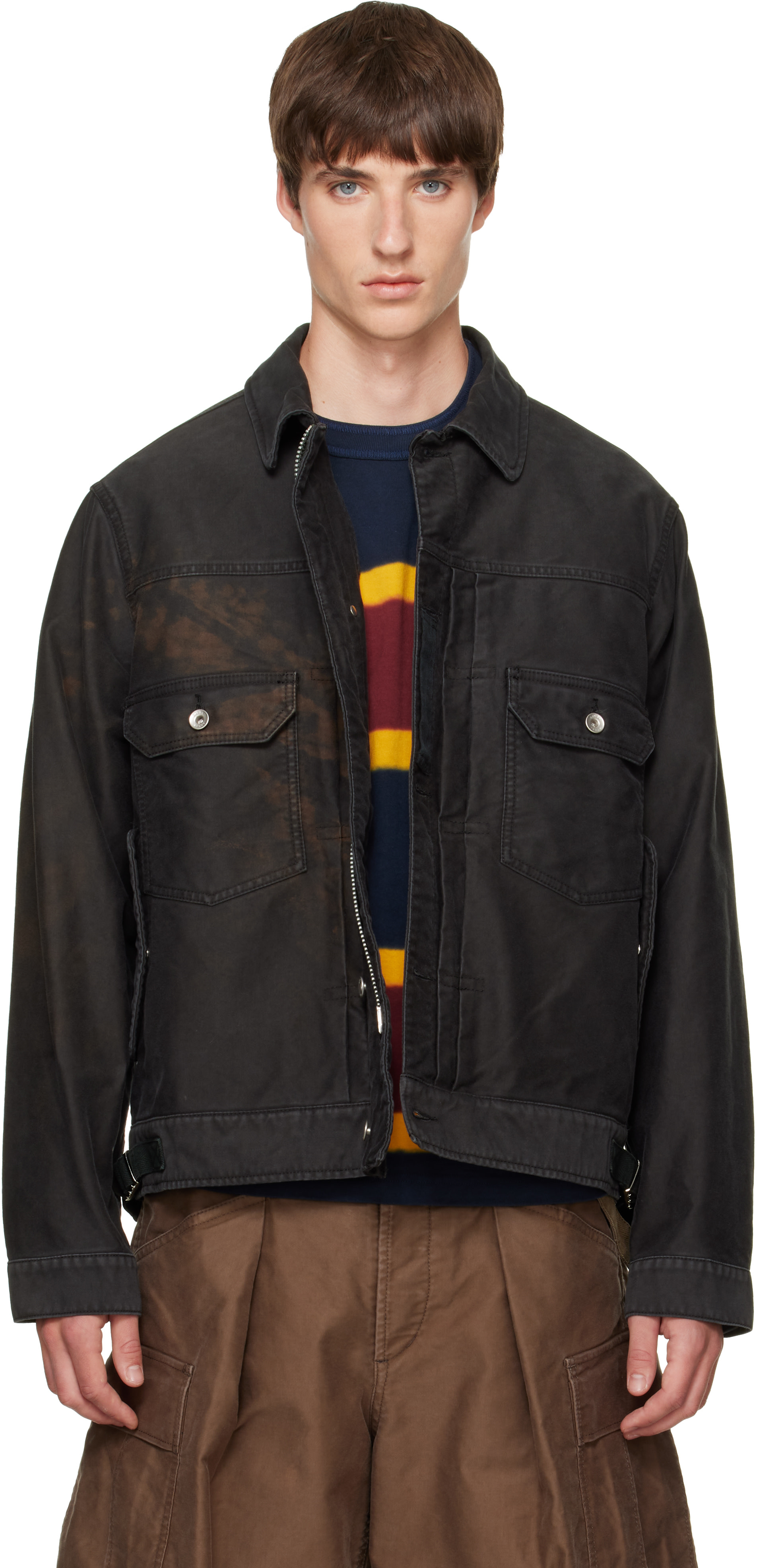 sacai - Black Sueded Cotton Jacket