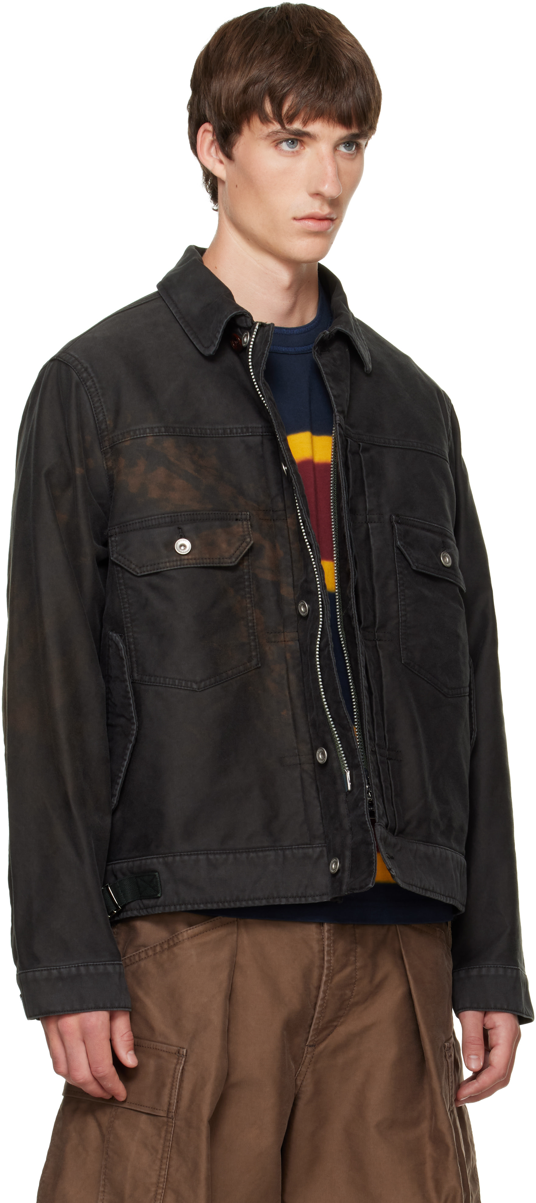 sacai - Black Sueded Cotton Jacket