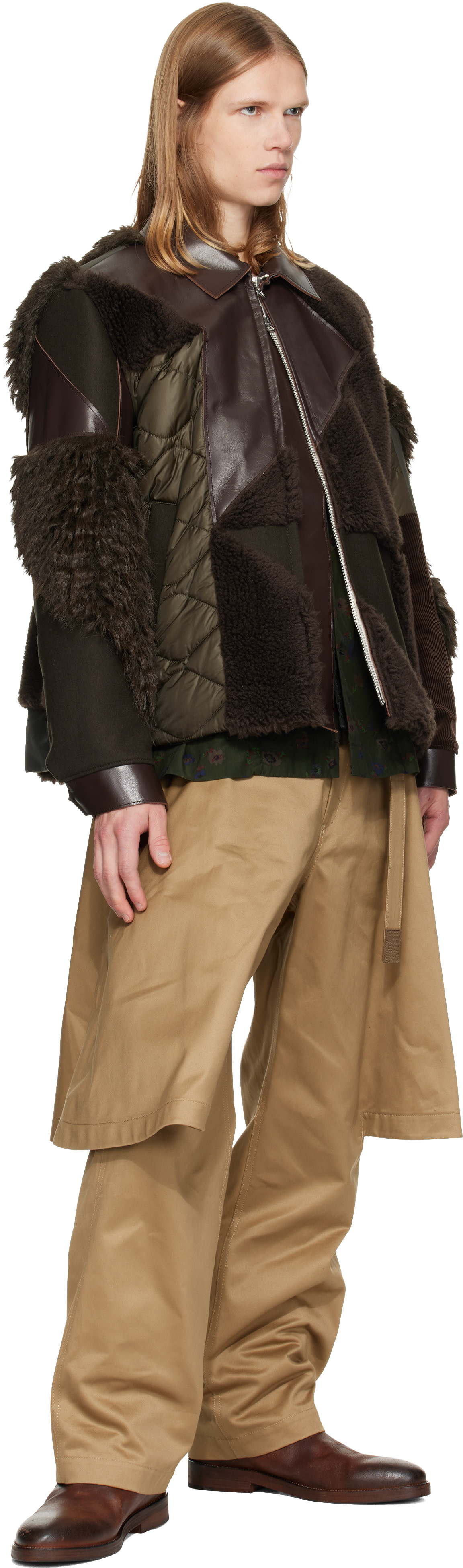 sacai: ブラウン＆カーキ A.P.C.エディション Quilts ブルゾン