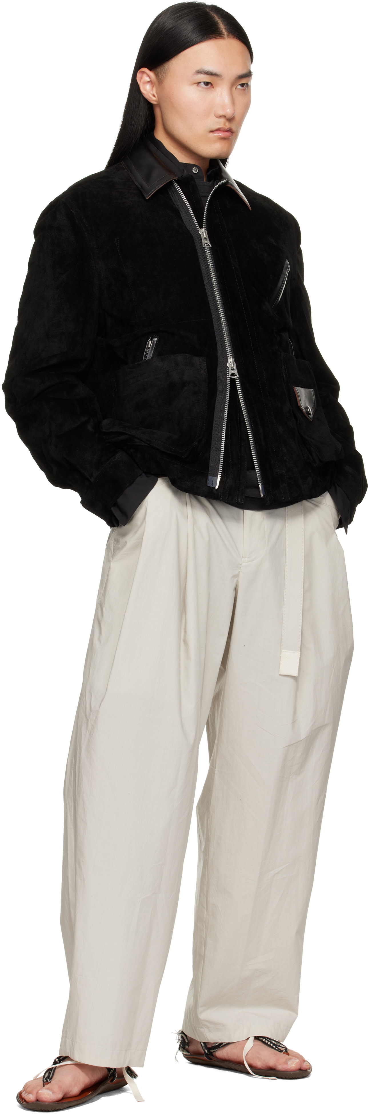 sacai - Black Suede Blouson Jacket