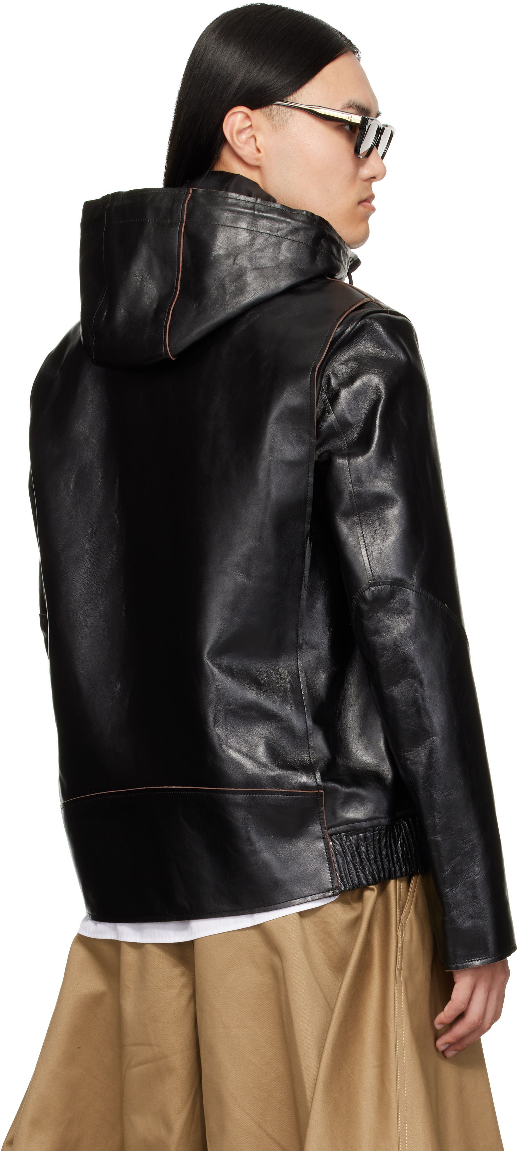sacai - Black Blouson Leather Jacket