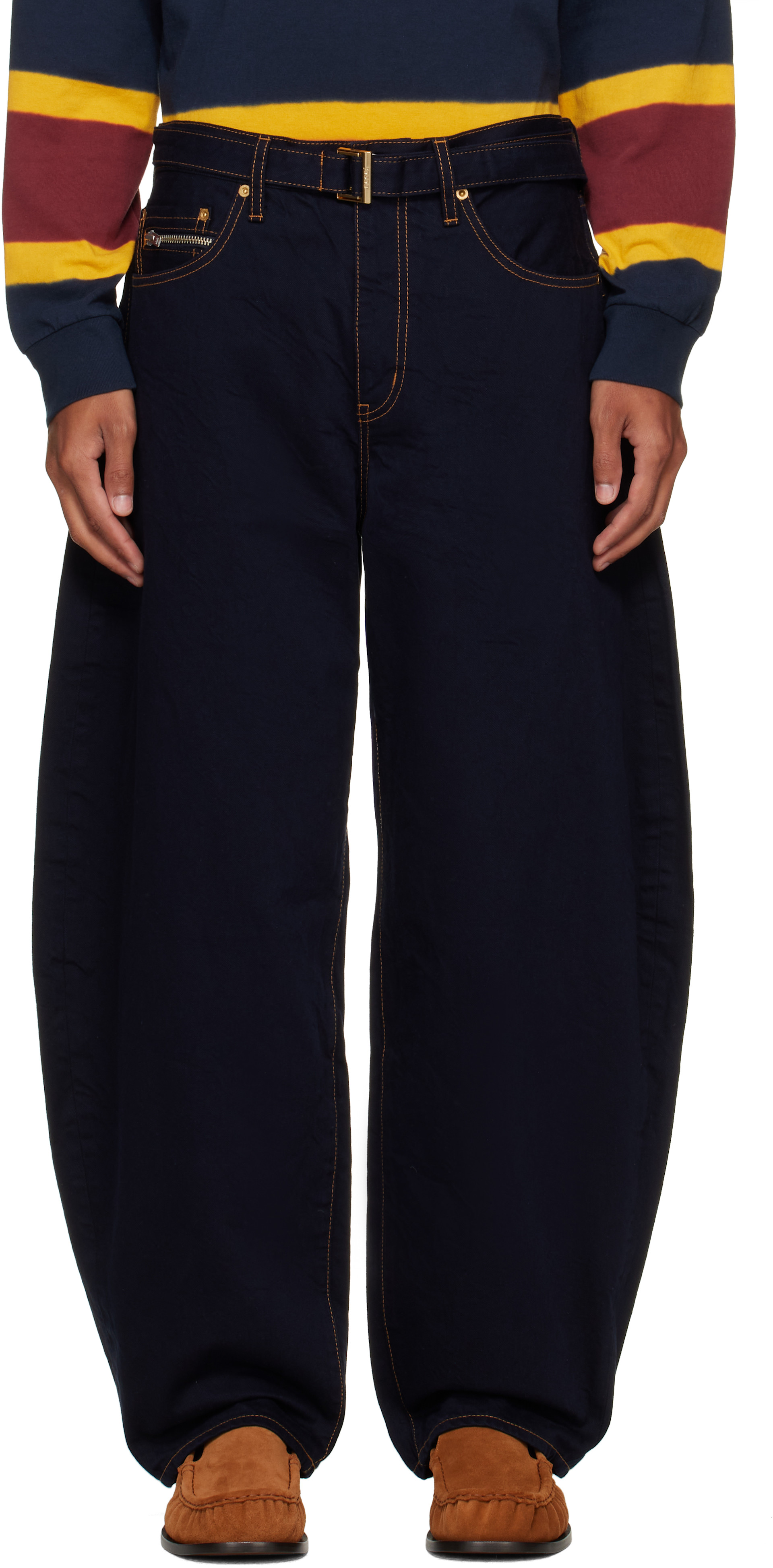 sacai - Navy Belted Jeans