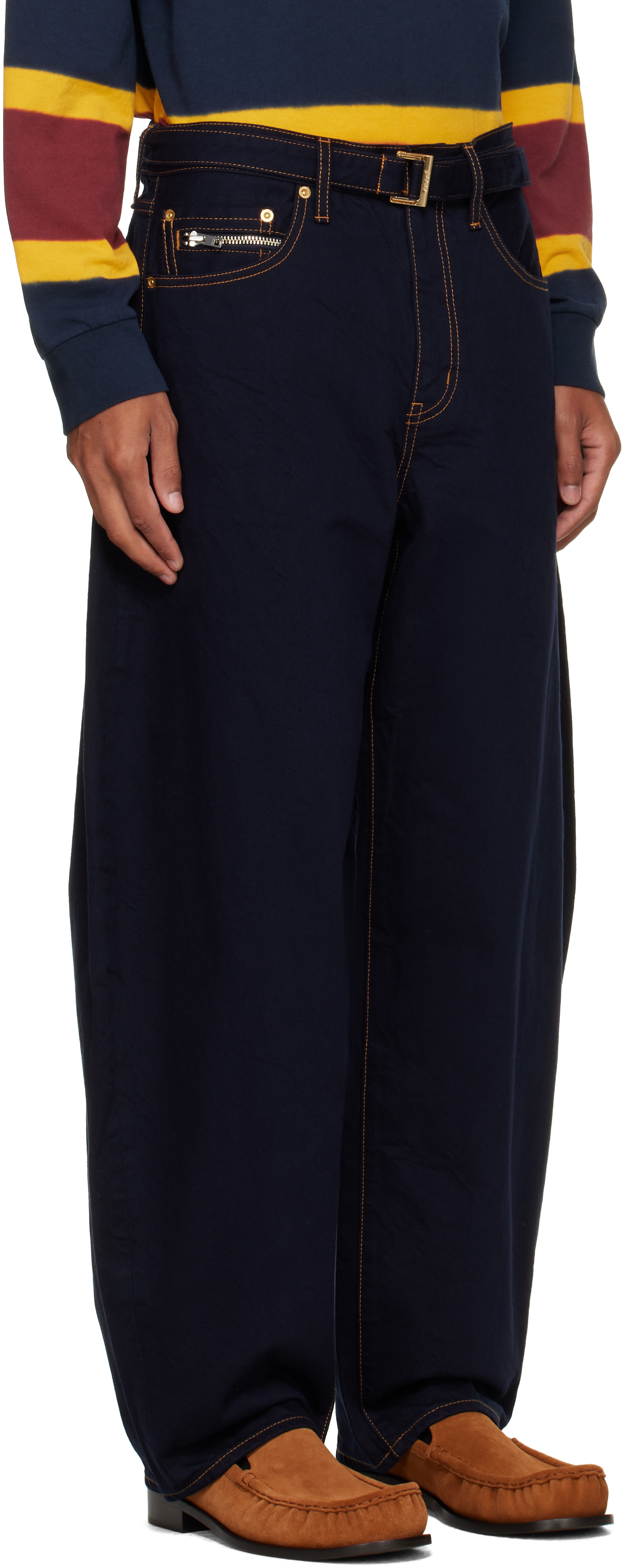 sacai - Navy Belted Jeans