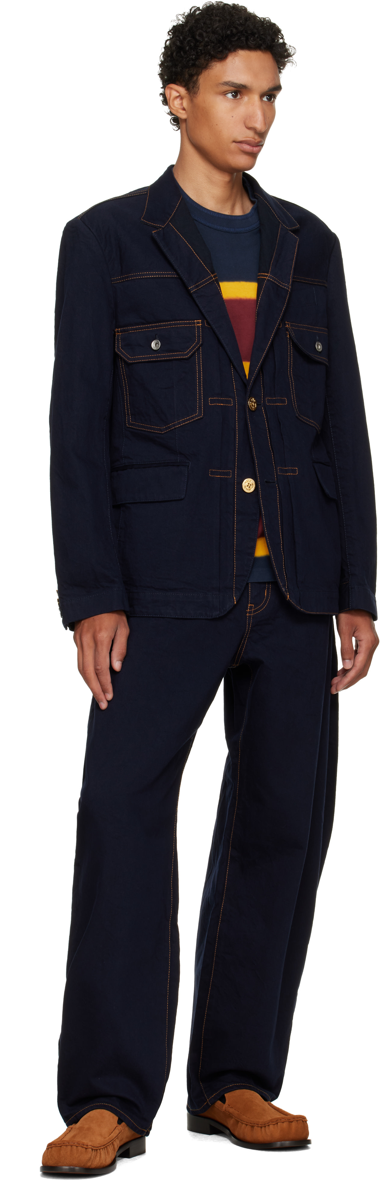 sacai - Navy Belted Jeans