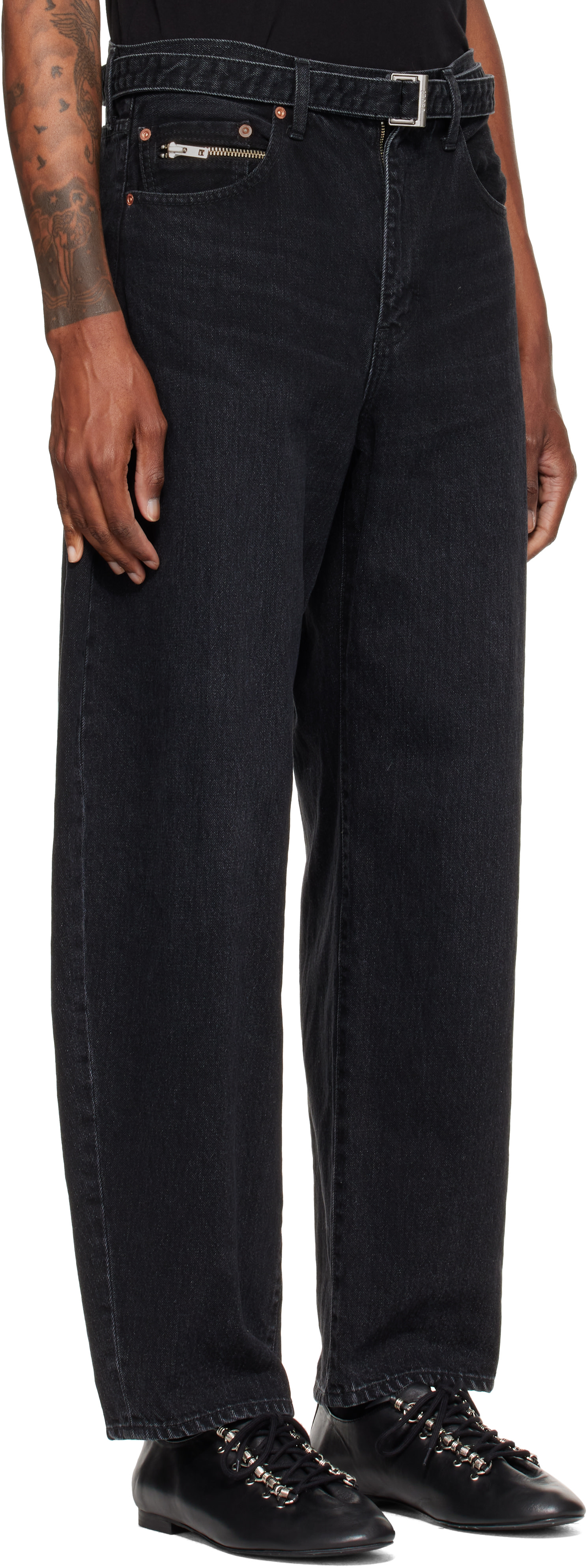 sacai - Black Belted Jeans