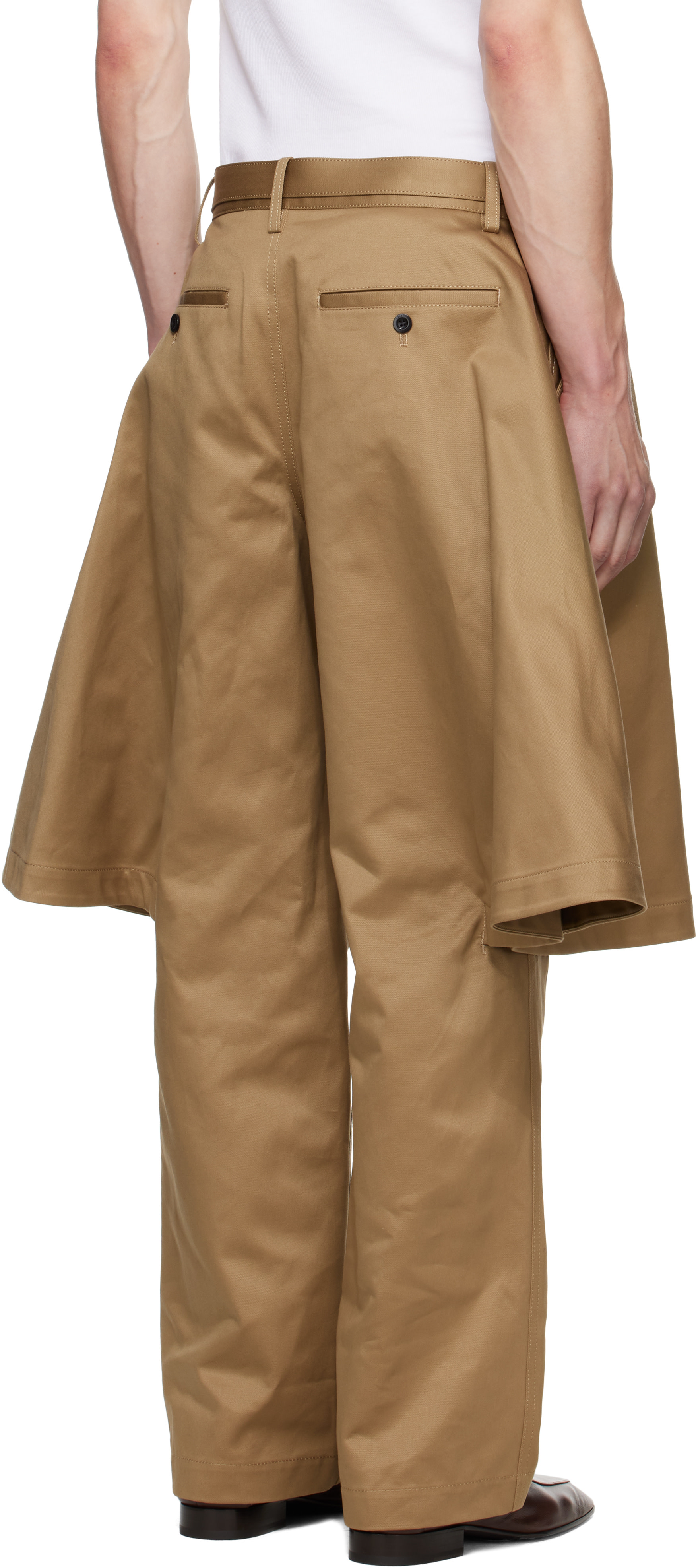 チノパン 25aw 3 sacai Cotton Chino Pants beige sacai: Beige Cotton Chino Trousers | SSENSE