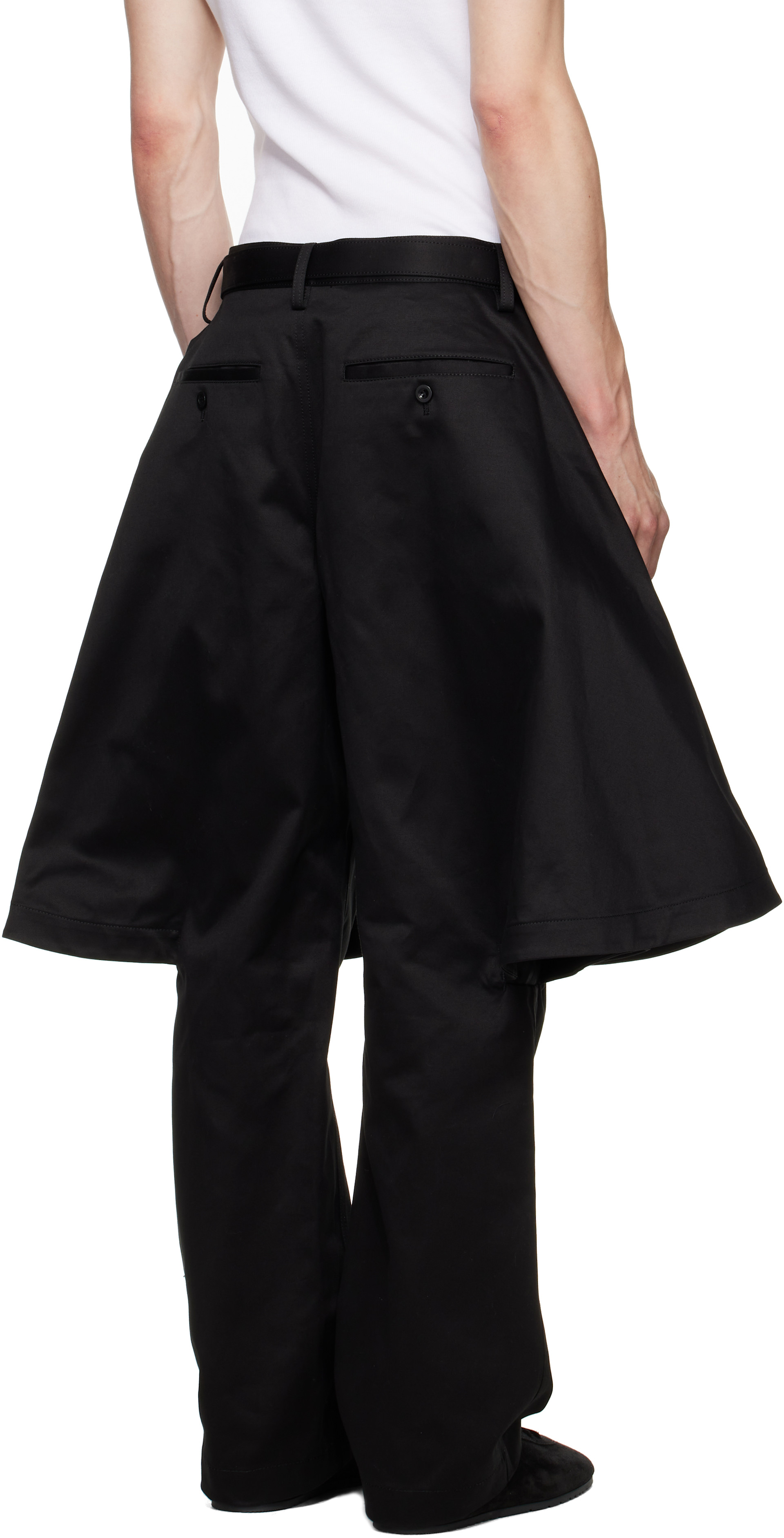 sacai: Black Cotton Chino Trousers | SSENSE United Kingdom