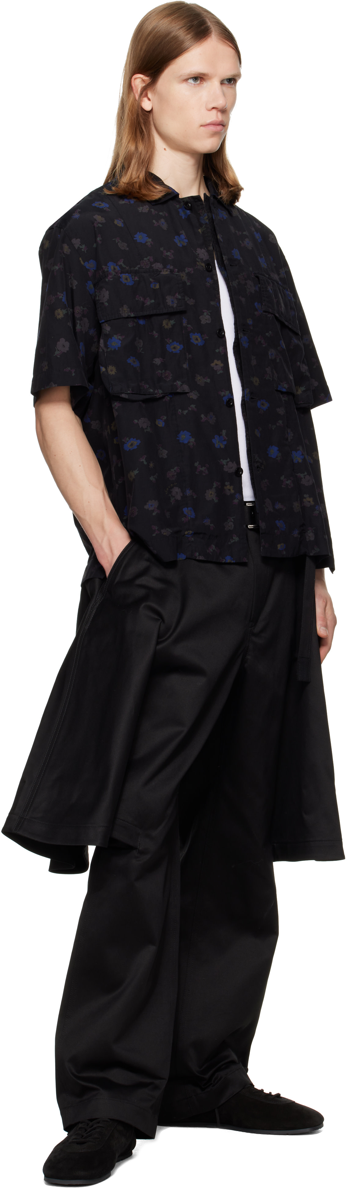 sacai: Black Cotton Chino Trousers | SSENSE