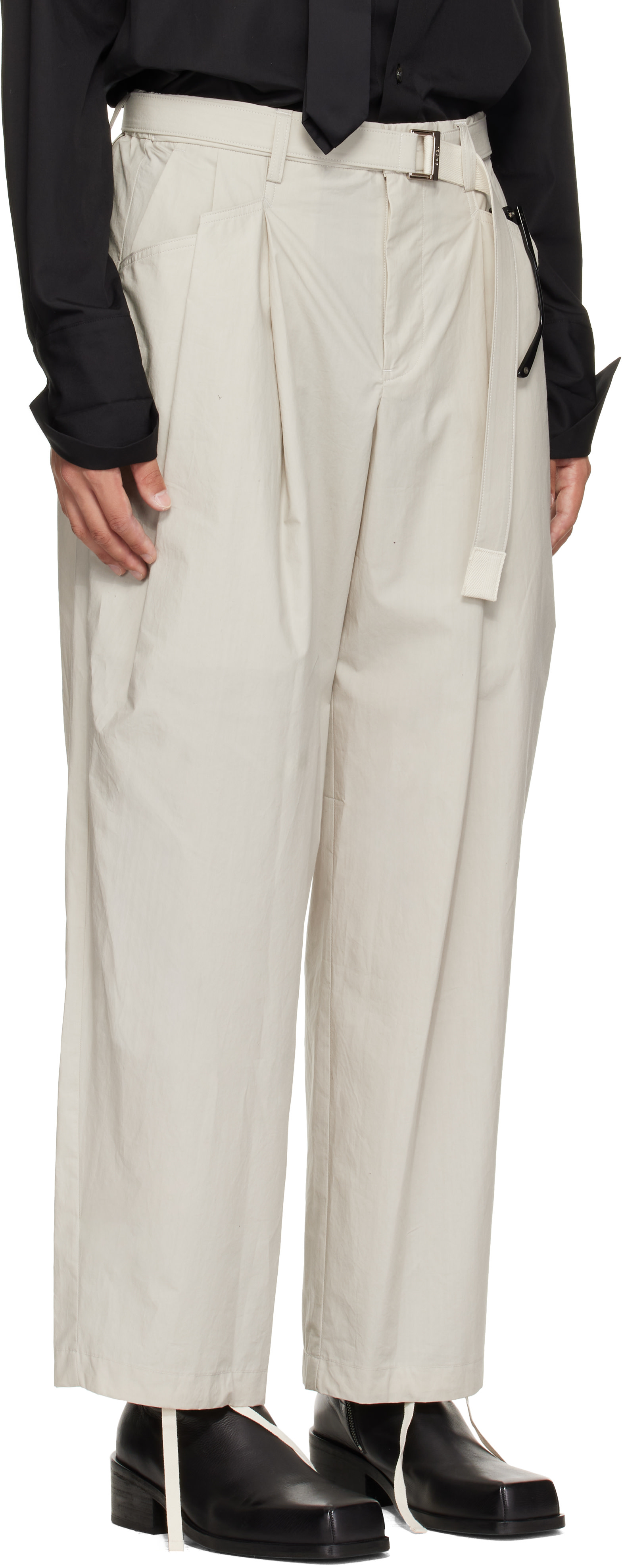 sacai - Pantalon Typewriter blanc cassé